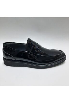 Erkek Siyah Rugan Hakiki Deri Smart Casual Loafer Ayakkabı PABUCLOAFER