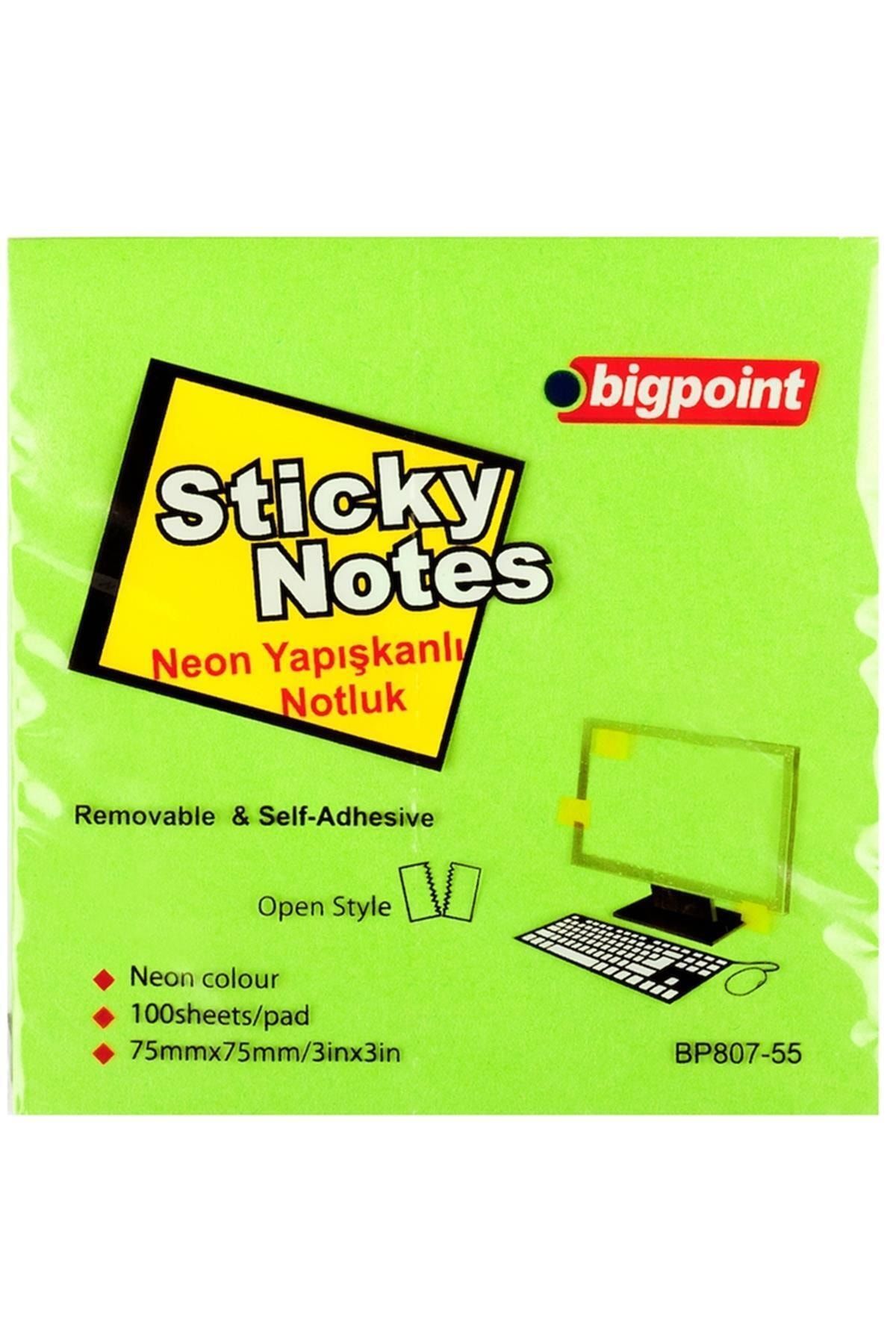 Bigpoint-ورق ملاحظات لاصق 75x75 ملم أخضر نيون 1