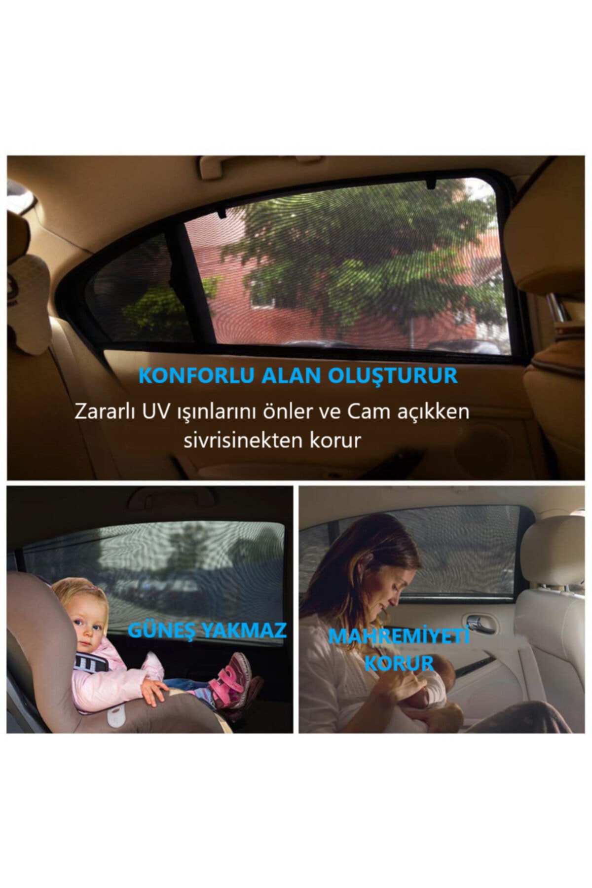 Ankaflex Araba Yan Cam Perdesi Oto Arka Perde Araç Güneşlik Gölgelik Bebek Çocuk Bebe Örtü Cam Çorabı Filmi fotoğrafı 3 (önizleme)