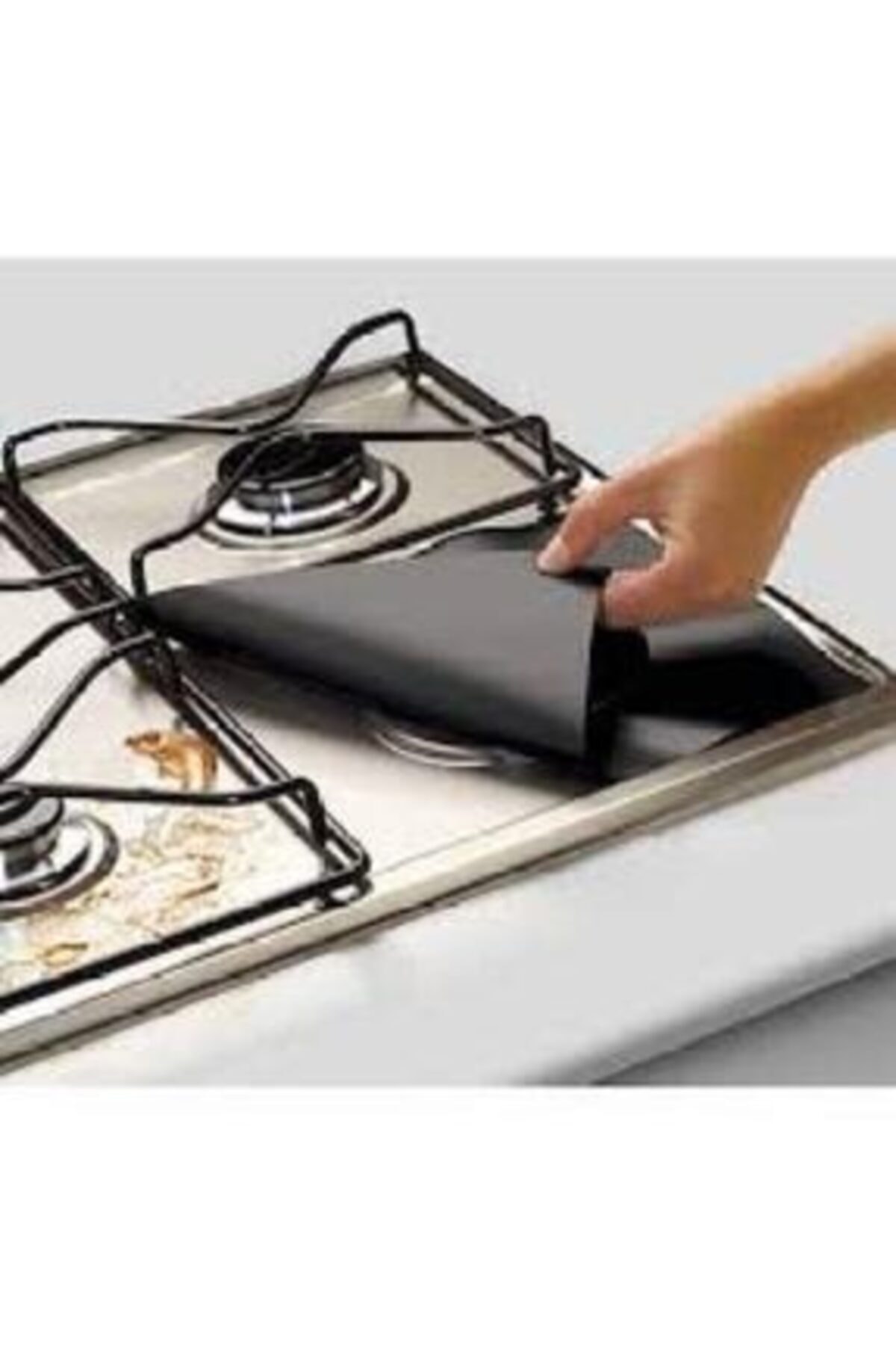 Genel Markalar Siyah Yıkanabilir Ocak Koruyucu Folyo Kirlenmeyi Önleyen Yanmaz Yapışmaz 4'lü Set