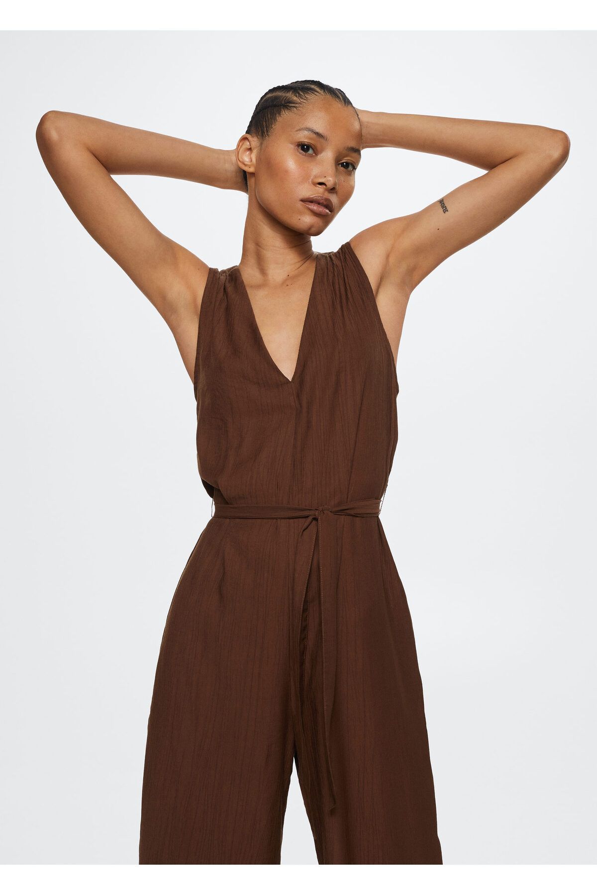 MANGO Jumpsuit Brown Regular fit Trendyol