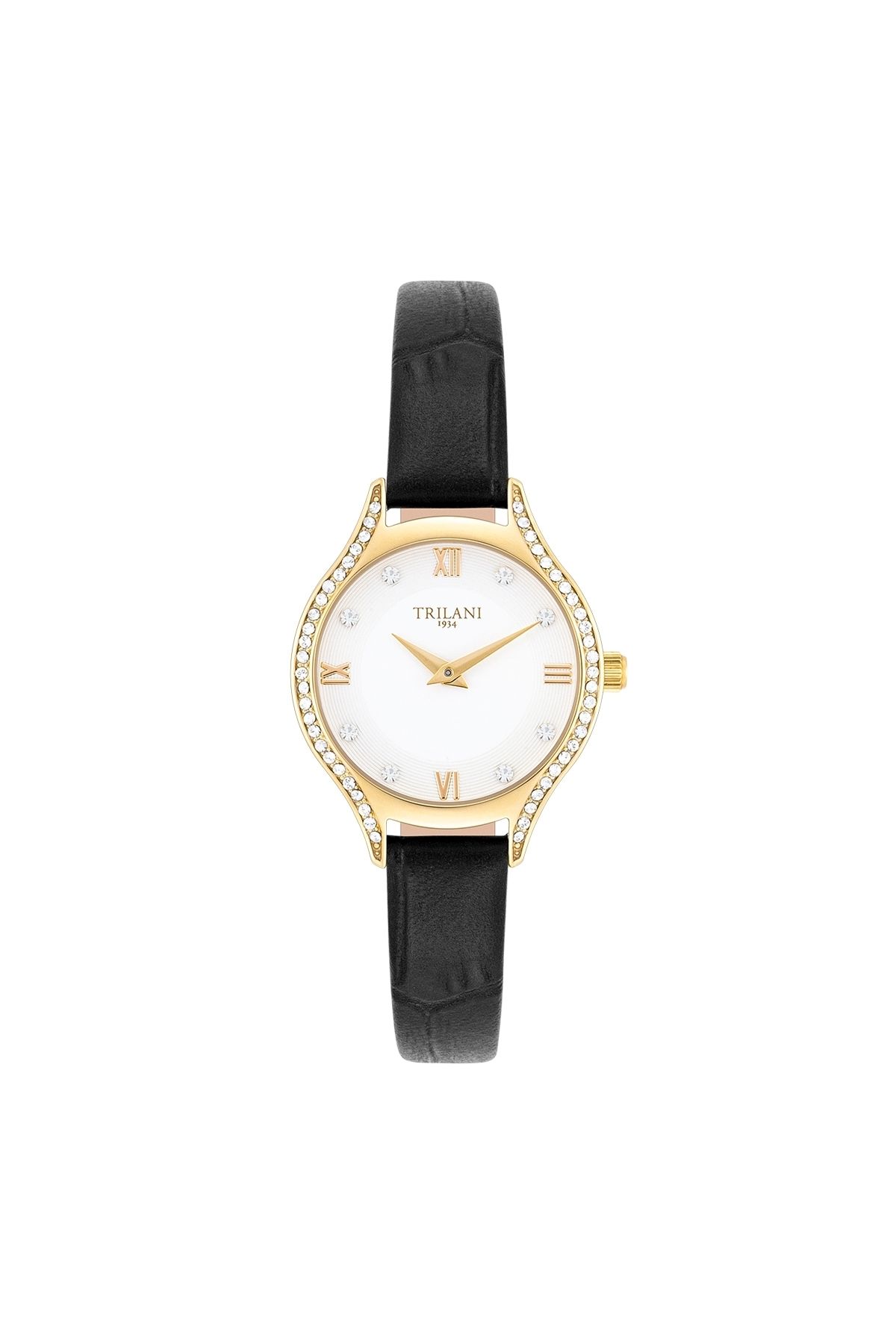 Trilani-Quarzuhr Damen Quarzuhr gelbgold Echtleder weiß 1