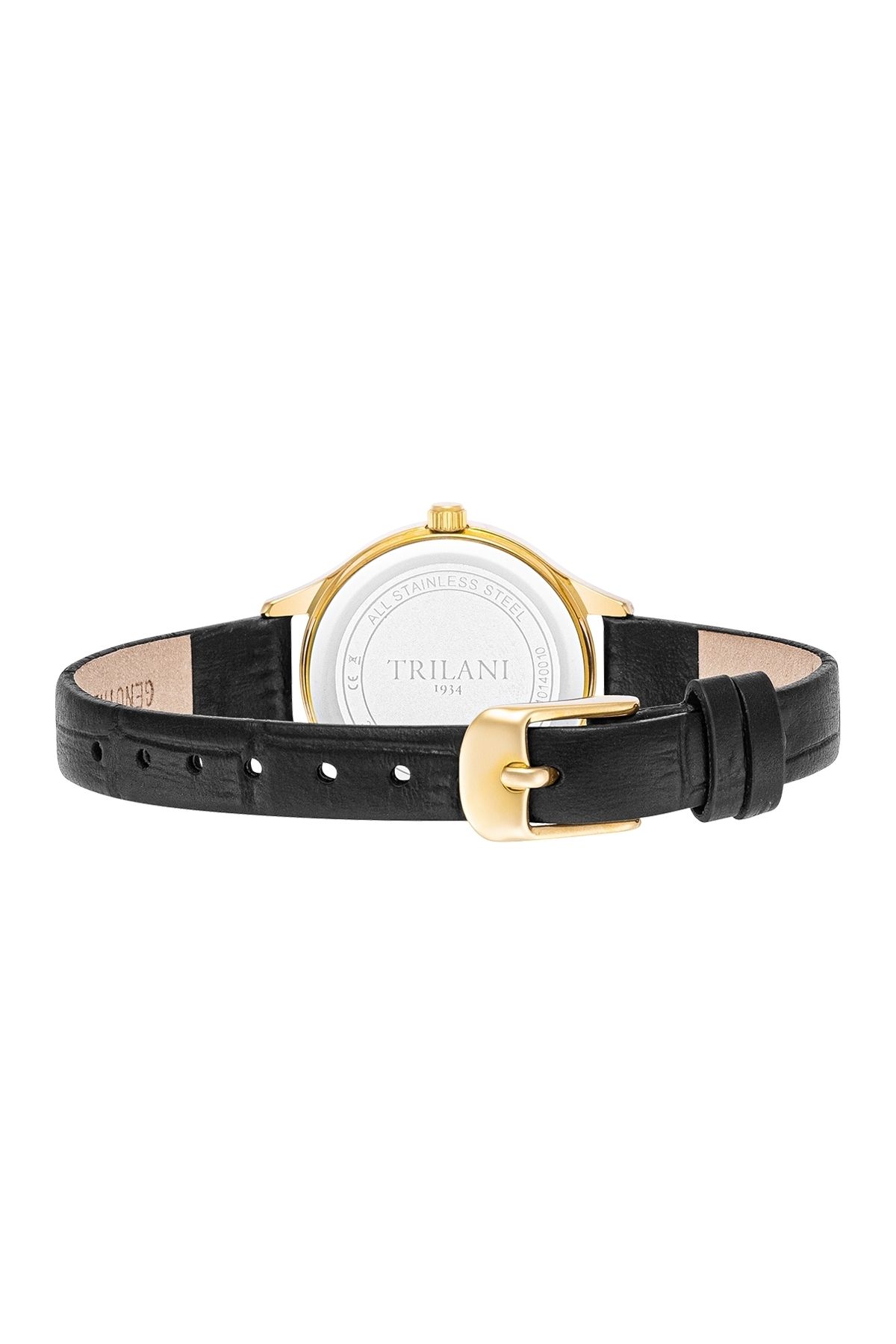 Trilani-Quarzuhr Damen Quarzuhr gelbgold Echtleder weiß 4