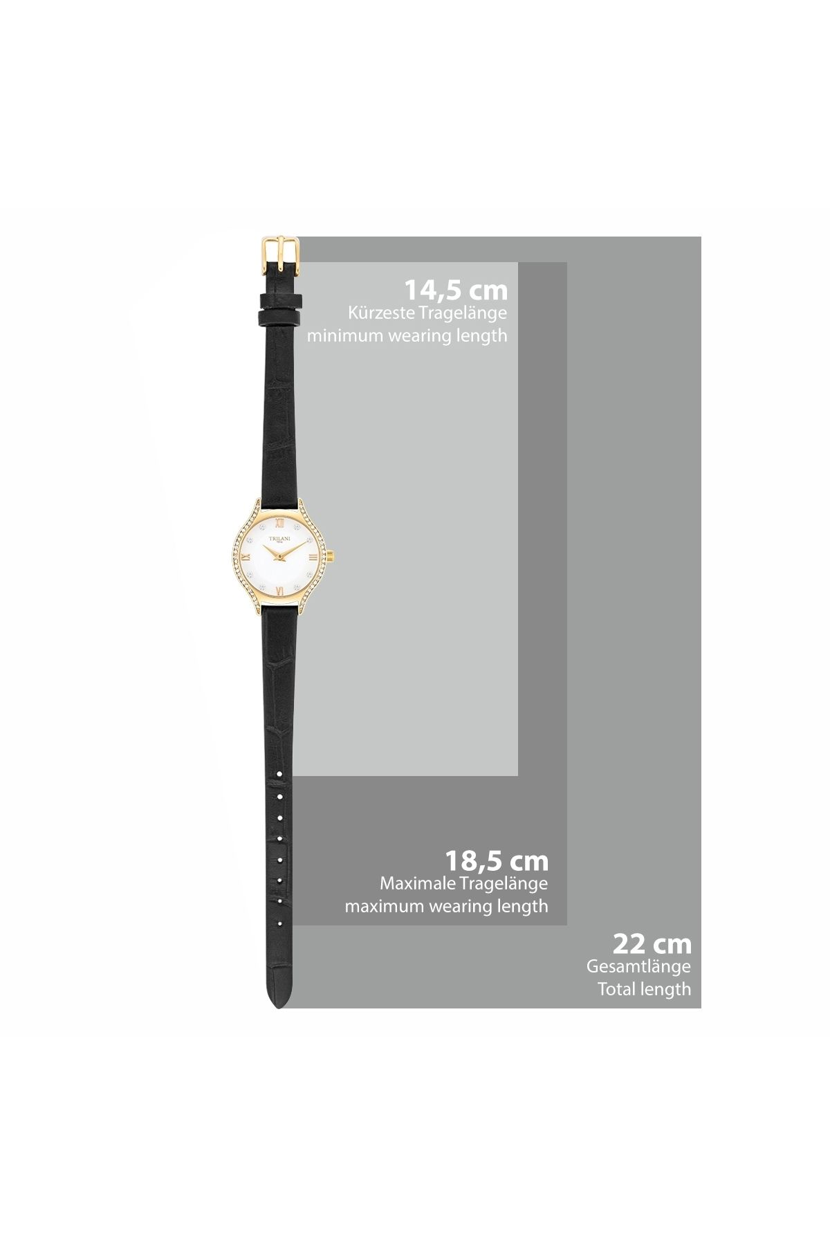 Trilani-Quarzuhr Damen Quarzuhr gelbgold Echtleder weiß 6