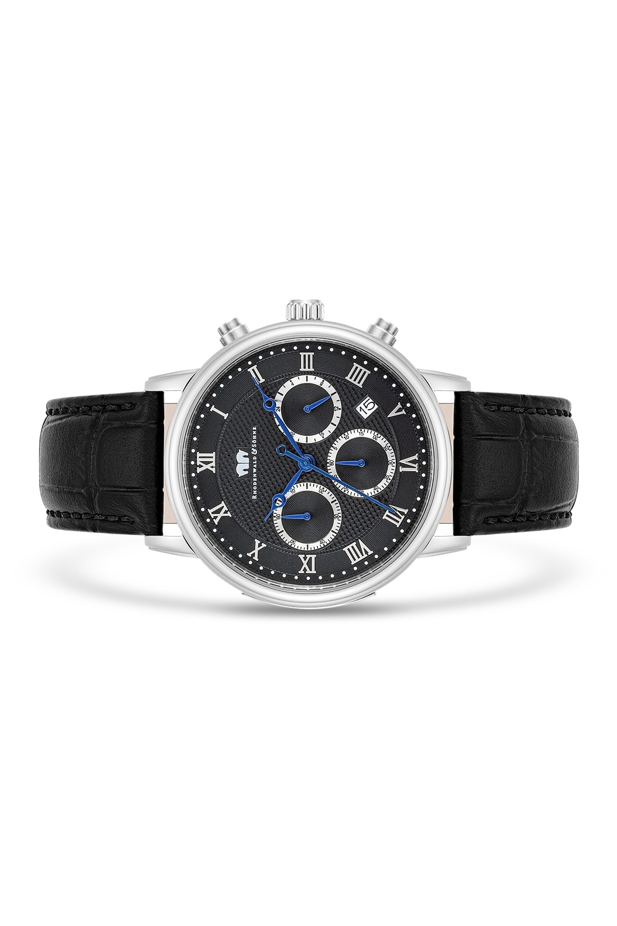 Rhodenwald & Söhne-Chronograph Herren Chronograph silber Echtleder schwarz 2
