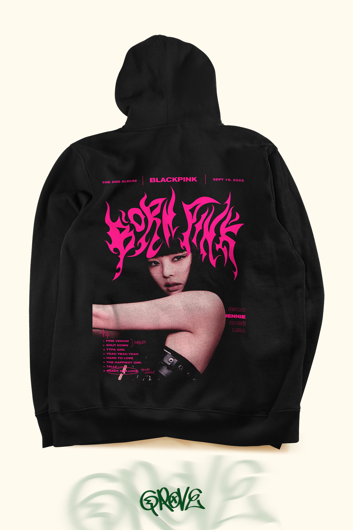 Grove Fashion BlackPink Jennie Ön ve Arka Baskılı Unisex Oversize