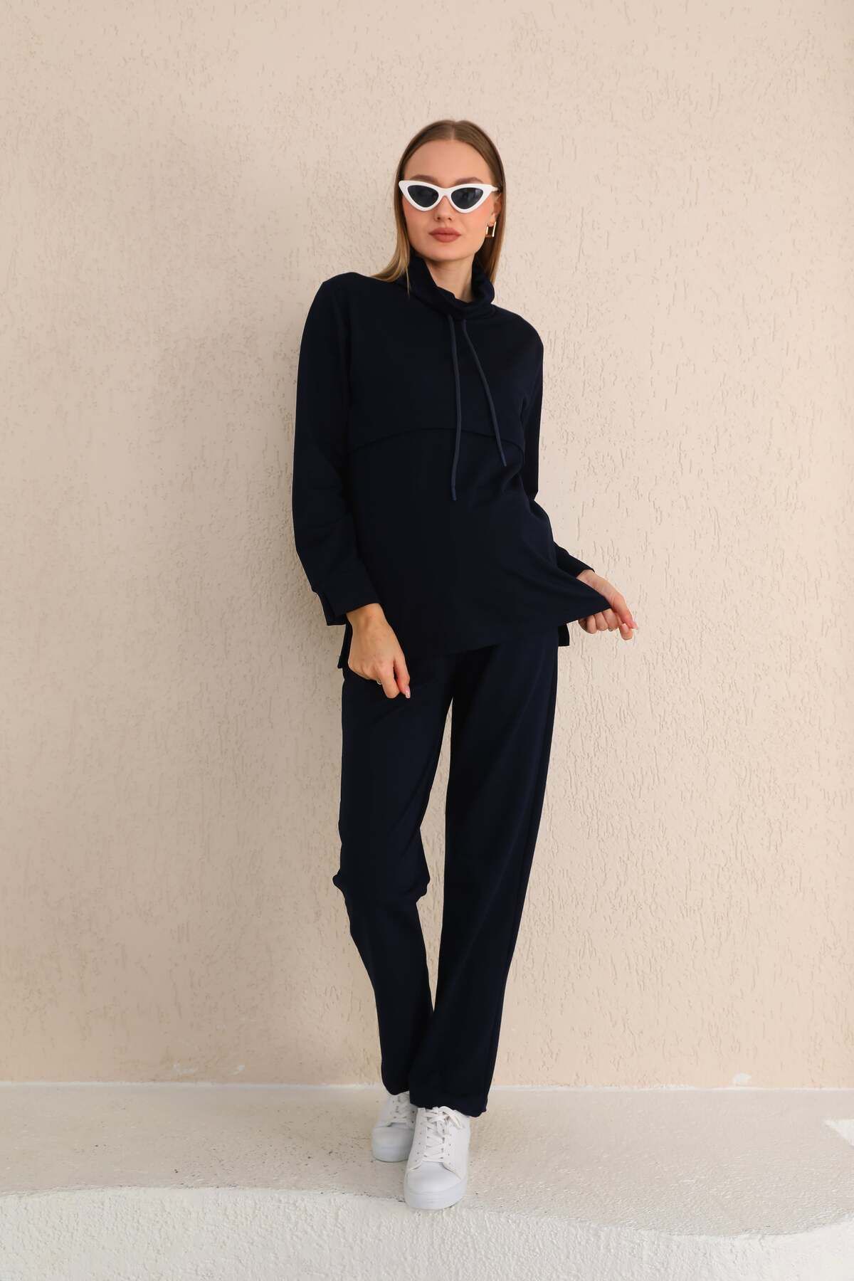 Miss Dünya Lissa-Navy Blue Pregnant and Maternity Tracksuit Suitable for Breastfeeding 2