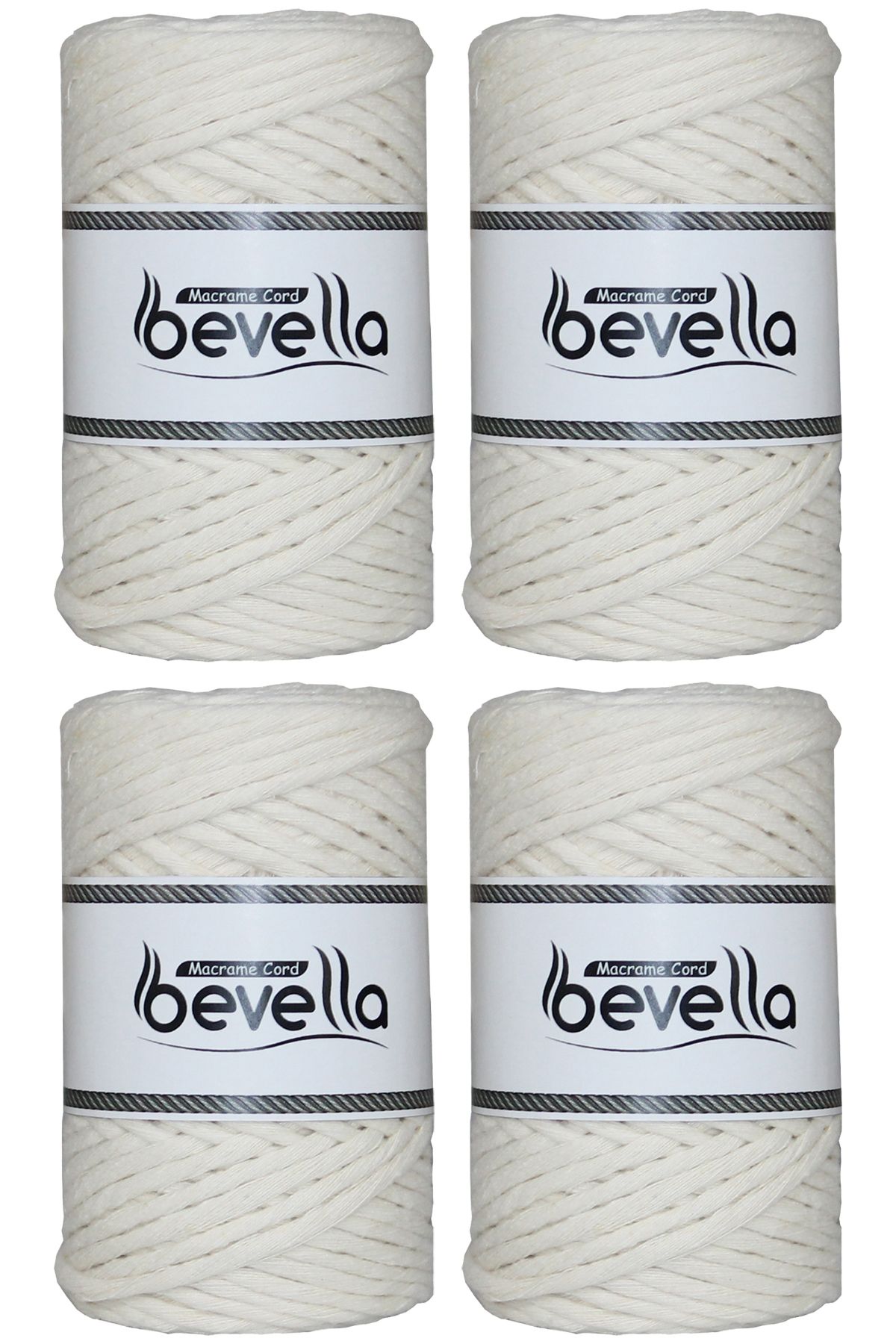 Bevella Macrame Cord-Taranan Macrame String Single Twist Scannable 3 mm String Cotton Macrame Strings 1 kg (4X250 gr) 1