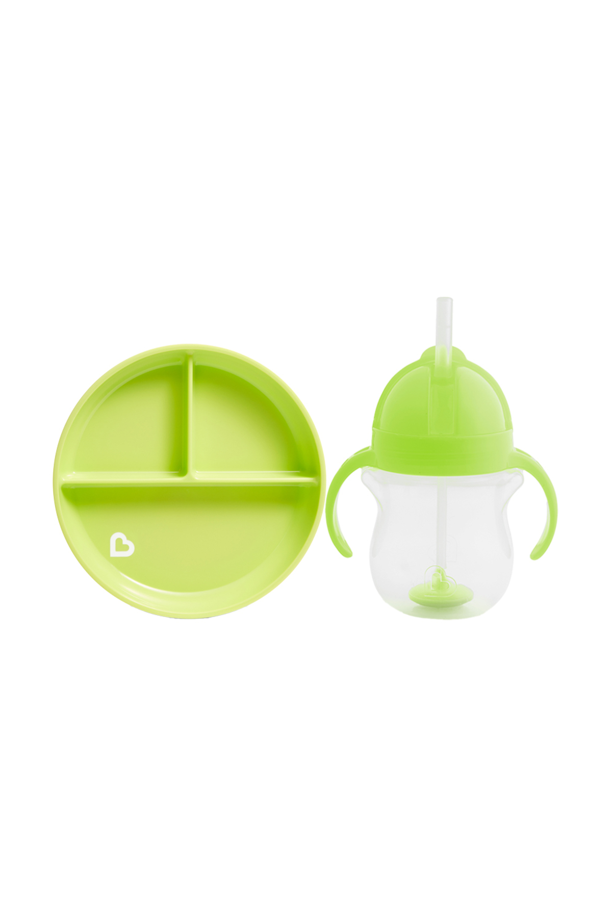 Munchkin Sabit Vakumlu Beslenme Tabağı &tıklama Uçlu Pipetli Alıştırma Bardağı 6ay Yeşil&yeşil 2'li Paket