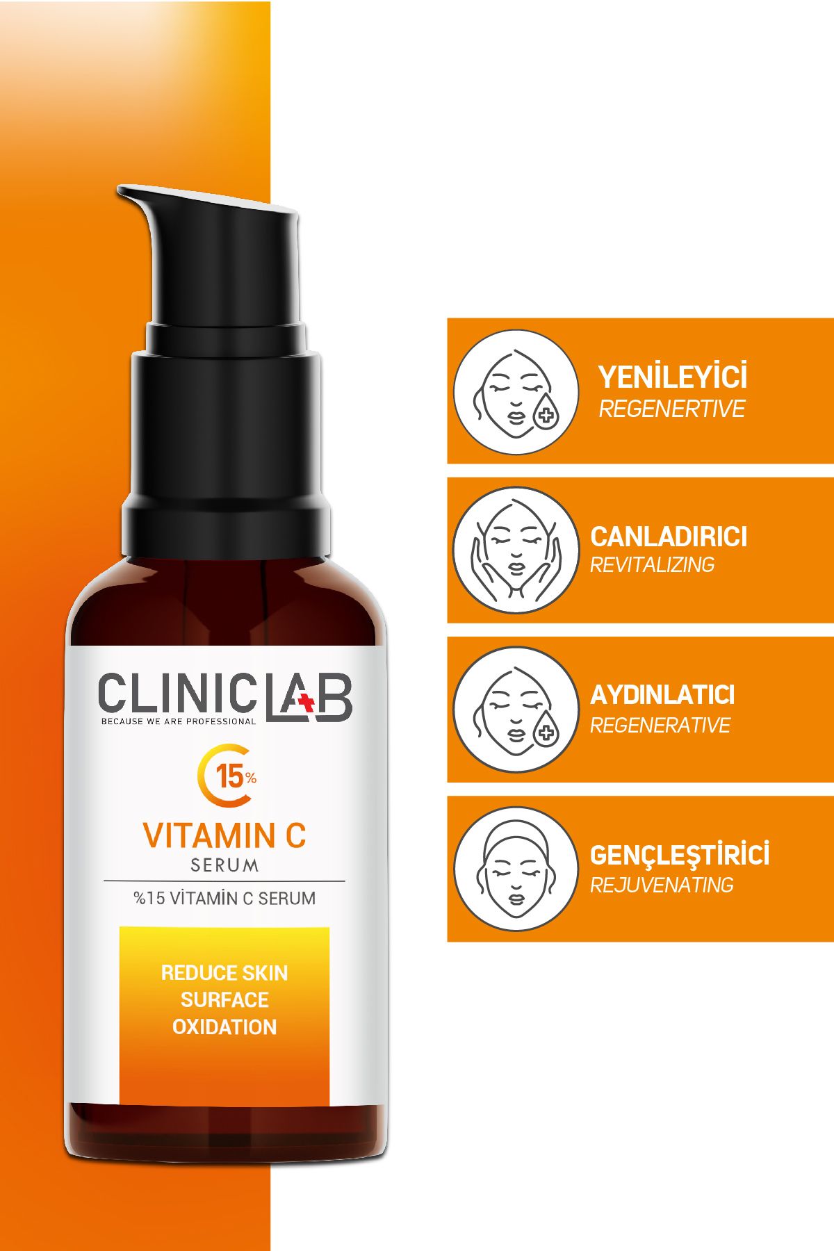 سرم مراقبت از پوست جوان کننده و روشن کننده حاوی 5% ویتامین C 30 میلی لیتر Cliniclab