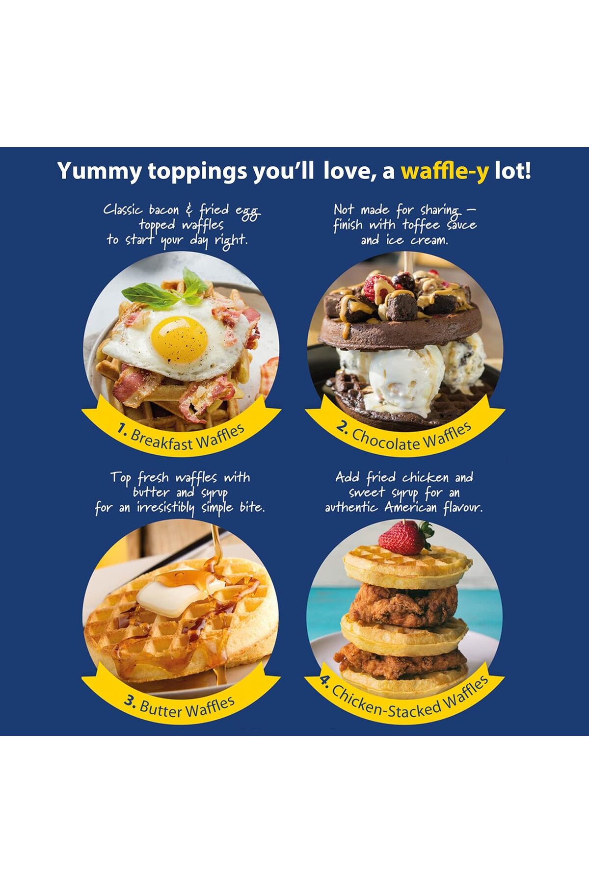 GILES POSNER EK4214GSBL Mini Waffle Makinesi Yapışmaz Waffle Demir