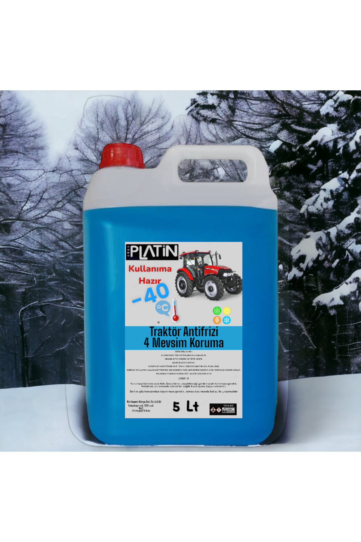 Platin Traktör Antifrizi 4 Mevsim Koruma G12 -40 Derece Kullanıma Hazır 5 Lt Mavi