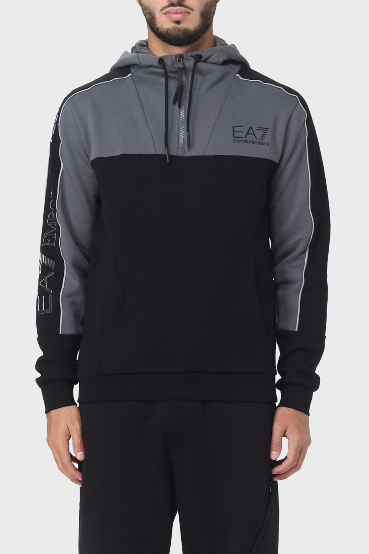 EA7 Хлопковый мужской свитшот с капюшоном стандартной посадки SWEAT 6RPM30 PJ07Z 1200