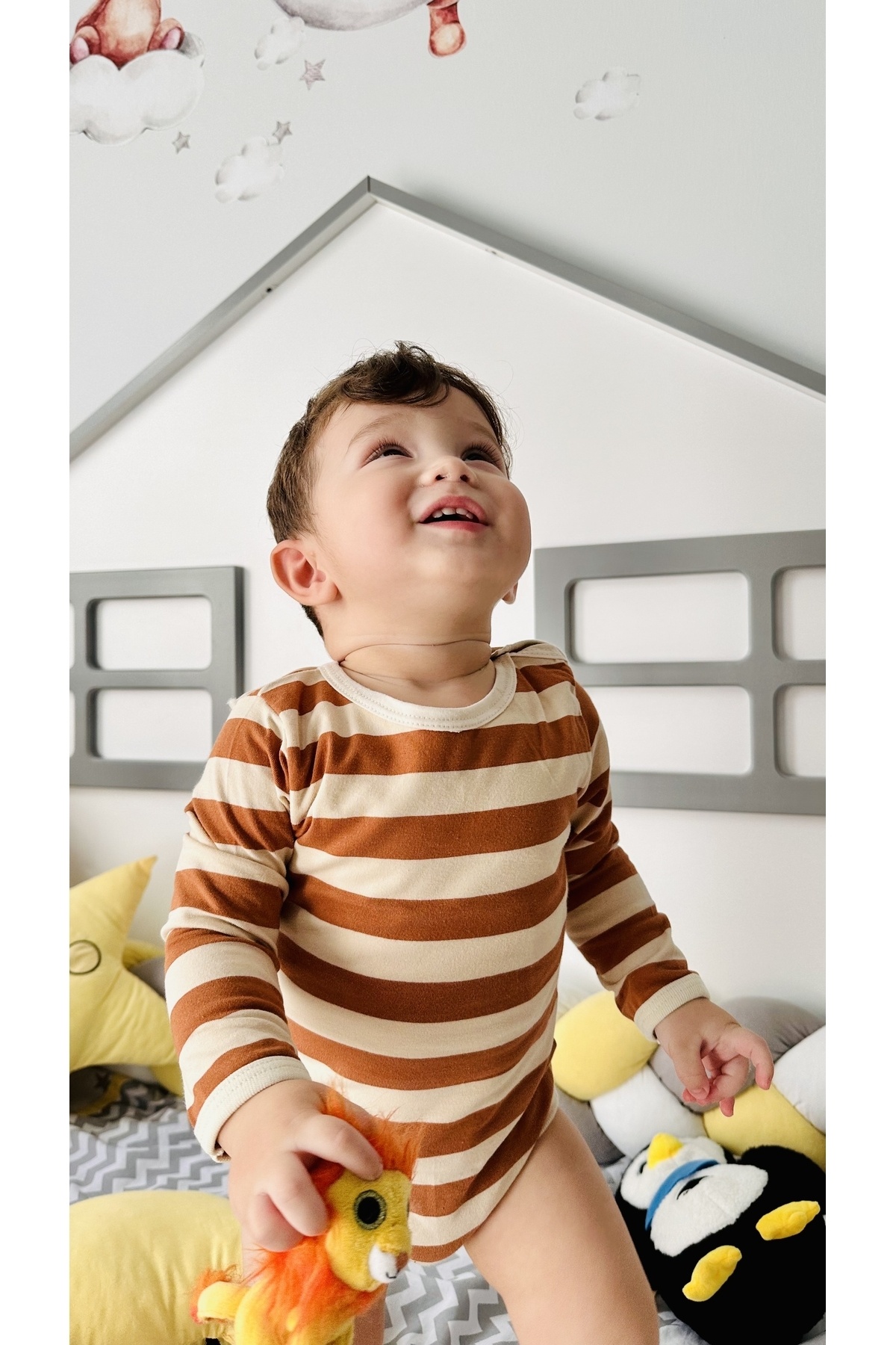 TD Collection Kız-erkek Kısakol Çıtçıtlı Body Ve 2 Adet Müslin Mama Önlüğü, Salya Önlüğü & Fular fotoğrafı 3 (önizleme)