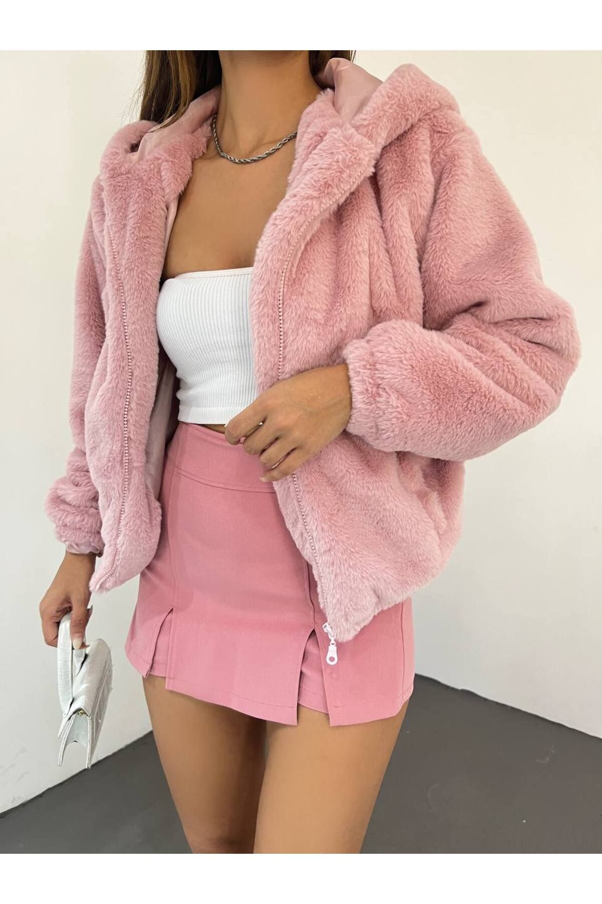 Fuzzy pink hot sale jacket