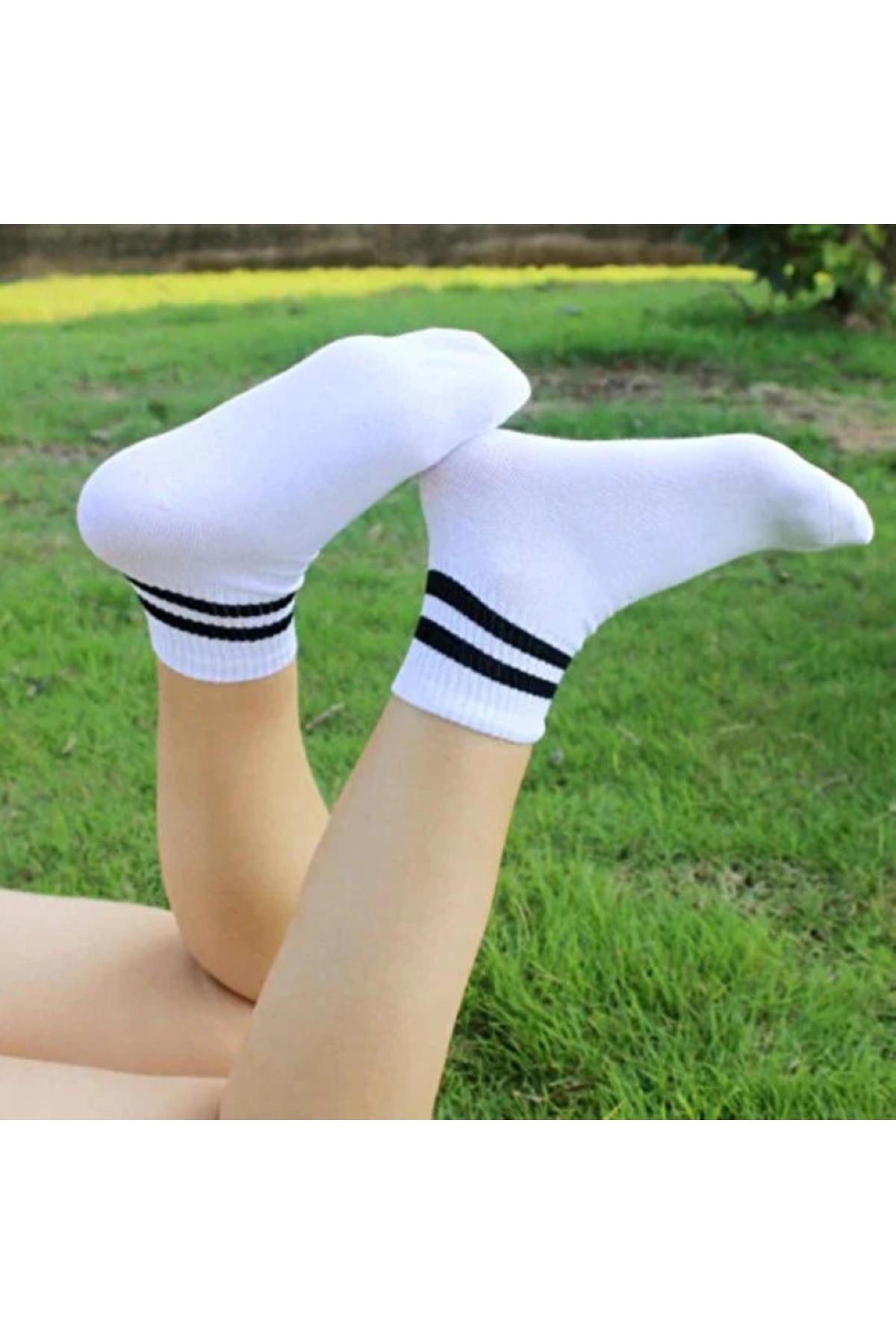 4 Pairs Women's Half-Cone Striped Undersole Towel, Seamless Toe Premium Tennis & Sports Socks