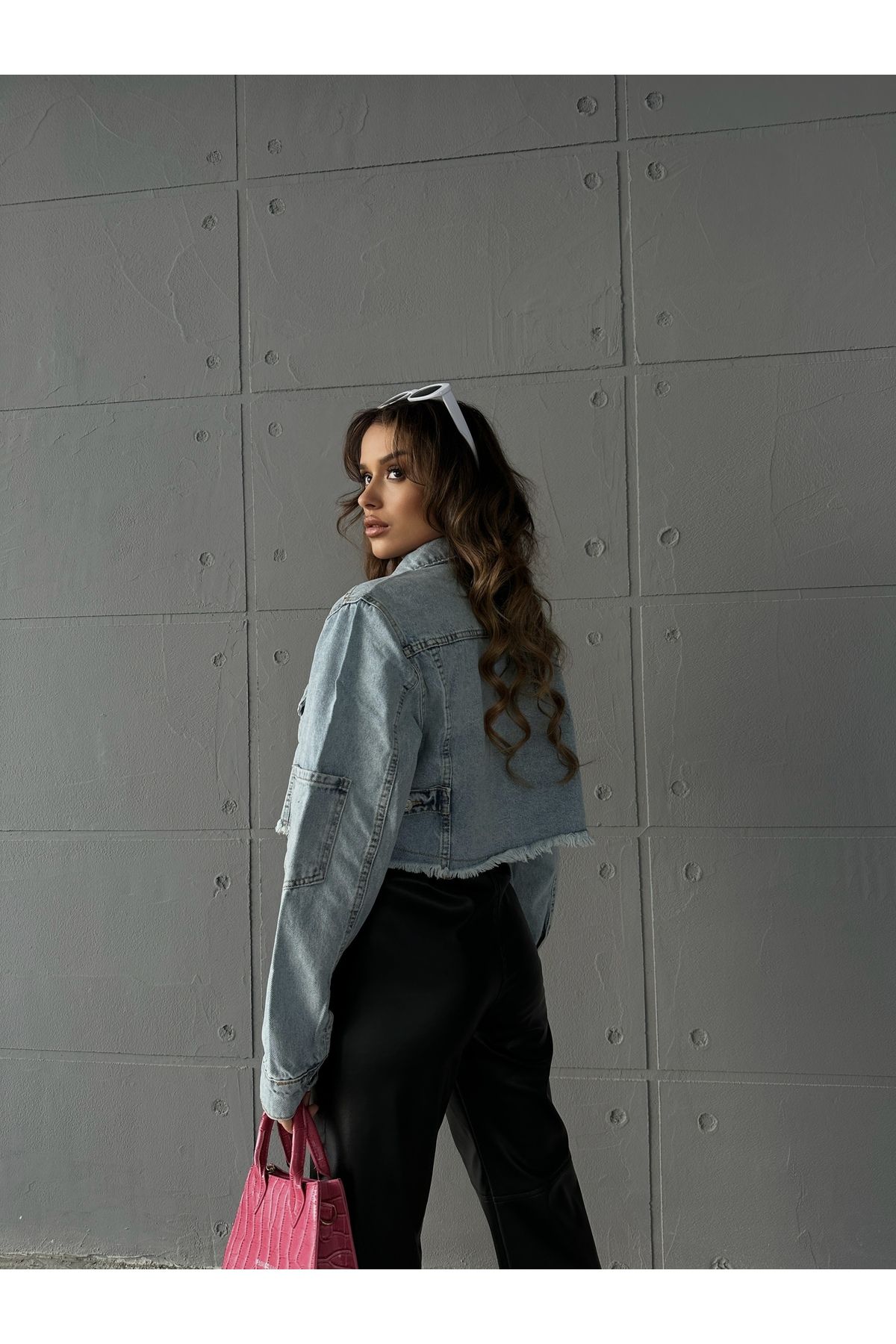 Cepli Crop Denim Kot Ceket