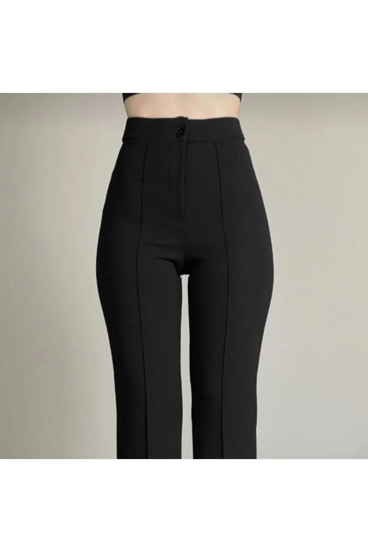 pantalon de palazzo évasé en tissu de crêpe lycra noir pour femmes grassy