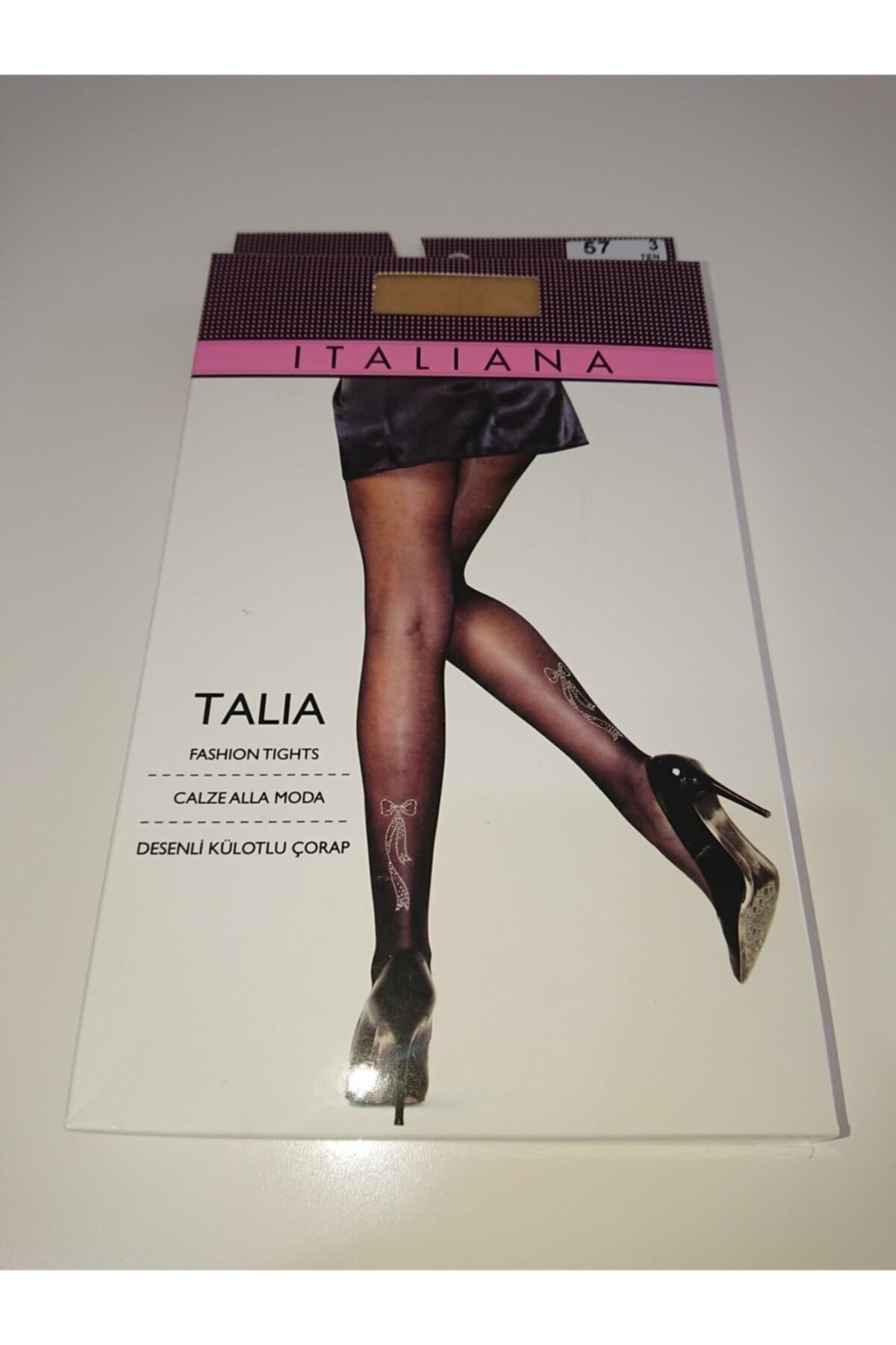 İTALİANA Talia Ribbon Patterned Pantyhose with Stones on the Ankle -  Trendyol