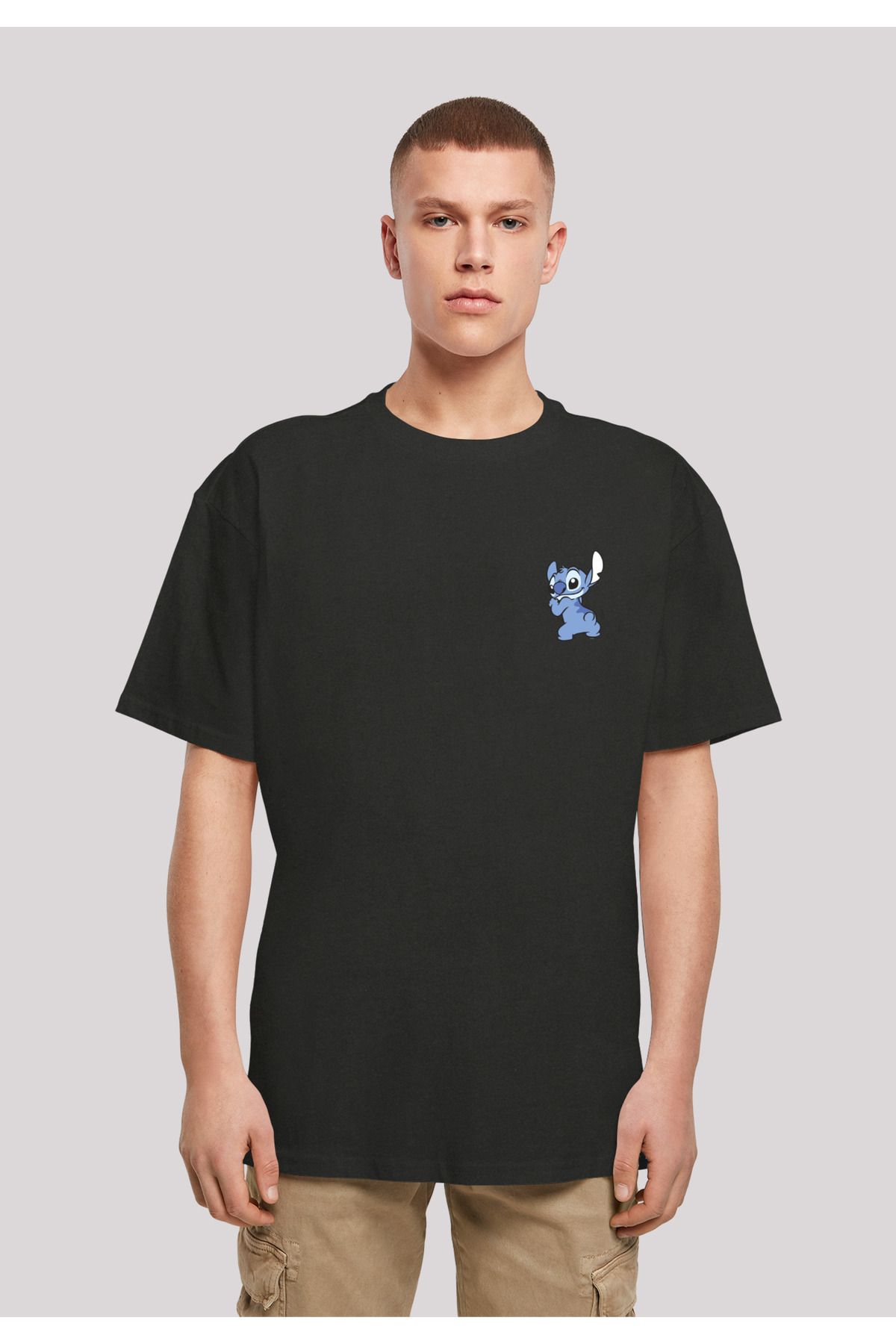 Stitch Lilo Disney T-Shirt Backside Heavy And Herren Print F4NT4STIC - Stitch Trendyol Breast Oversize mit