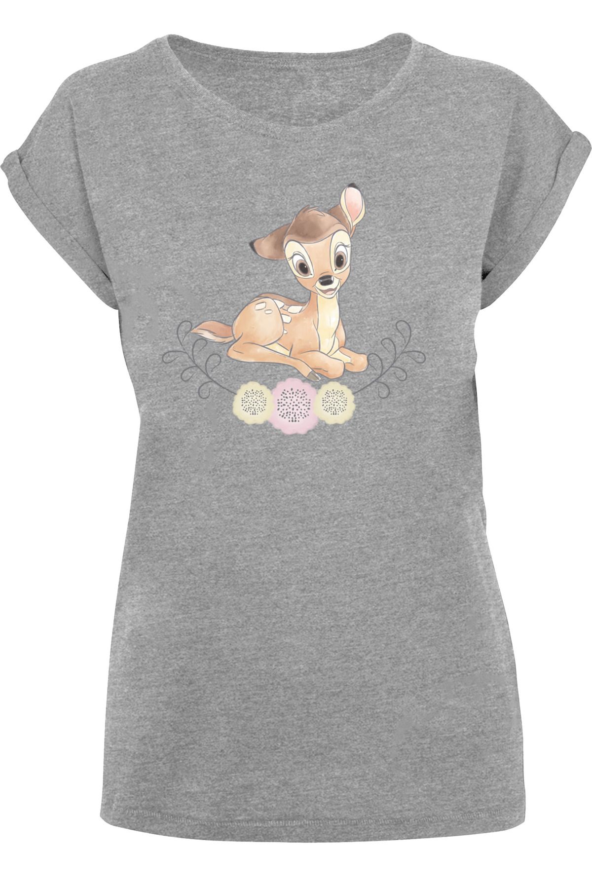 verlängerter Trendyol Bambi Schulter Damen-T-Shirt mit Damen F4NT4STIC Aquarell-WHT Disney - mit