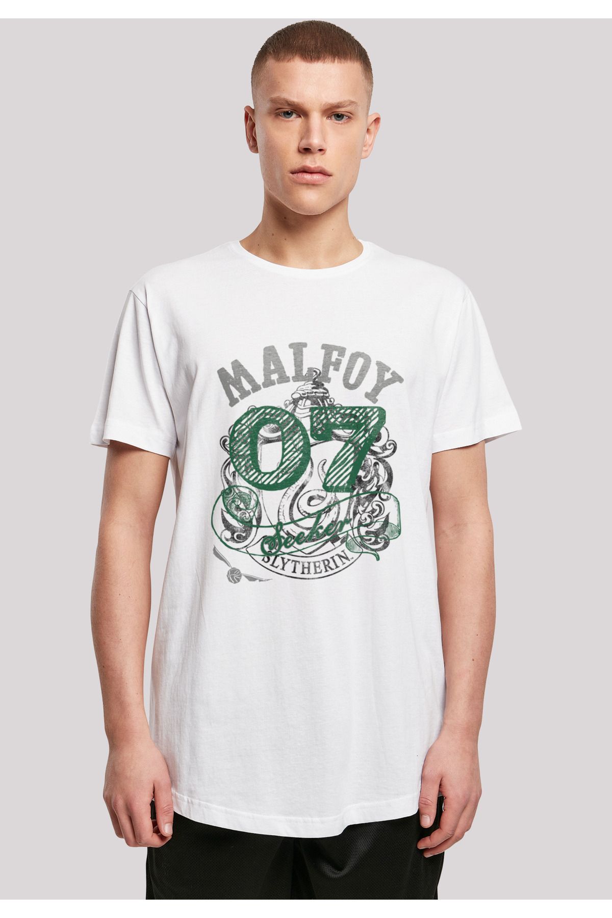 F4NT4STIC Herren Harry Potter Draco Malfoy Seeker mit geformtem langen T- Shirt - Trendyol
