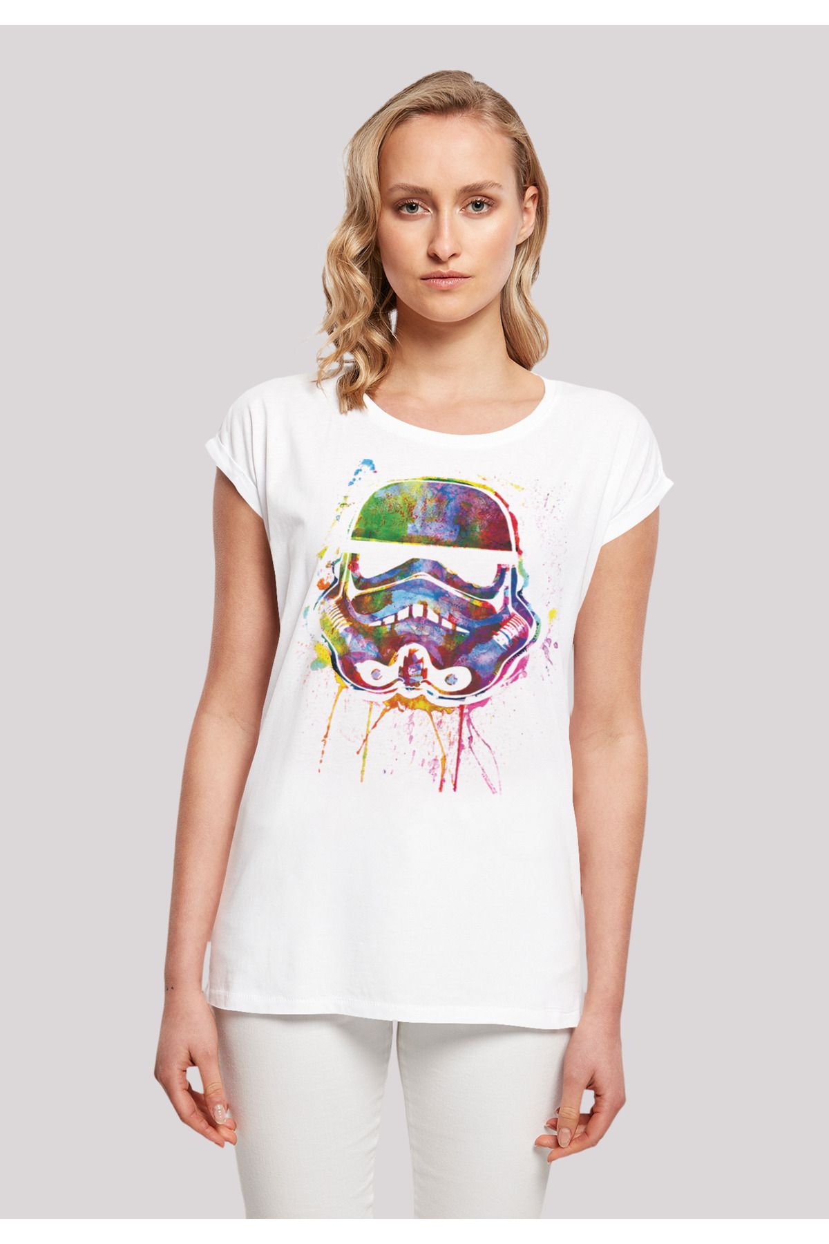 Stormtrooper mit verlängerter mit Trendyol Paint Damen F4NT4STIC Damen-T-Shirt Schulter - Splats