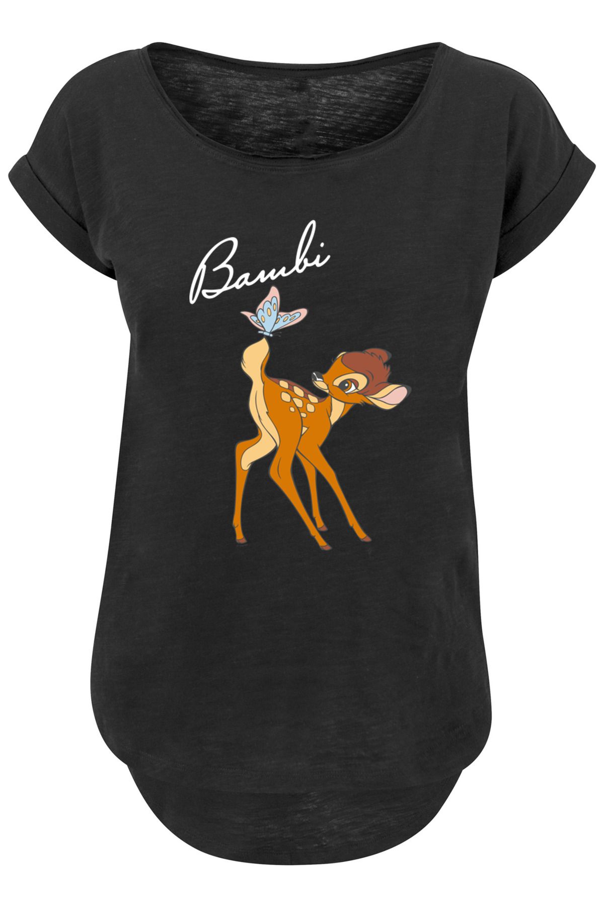 F4NT4STIC Damen Disney Bambi Butterfly Tail-GRY mit Ladies Long Slub Tee -  Trendyol