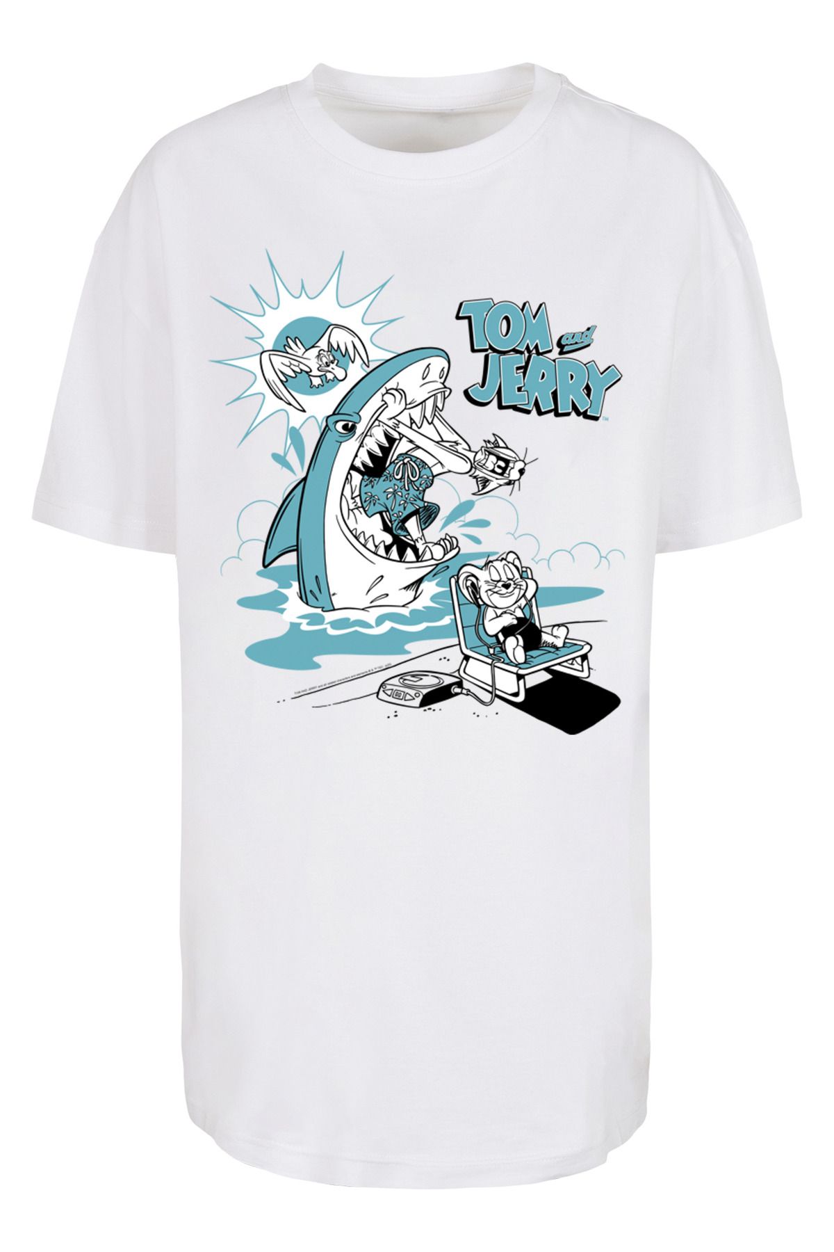 F4NT4STIC Damen Tom And Jerry Summer Shark mit übergroßem Boyfriend-T-Shirt  für Damen - Trendyol