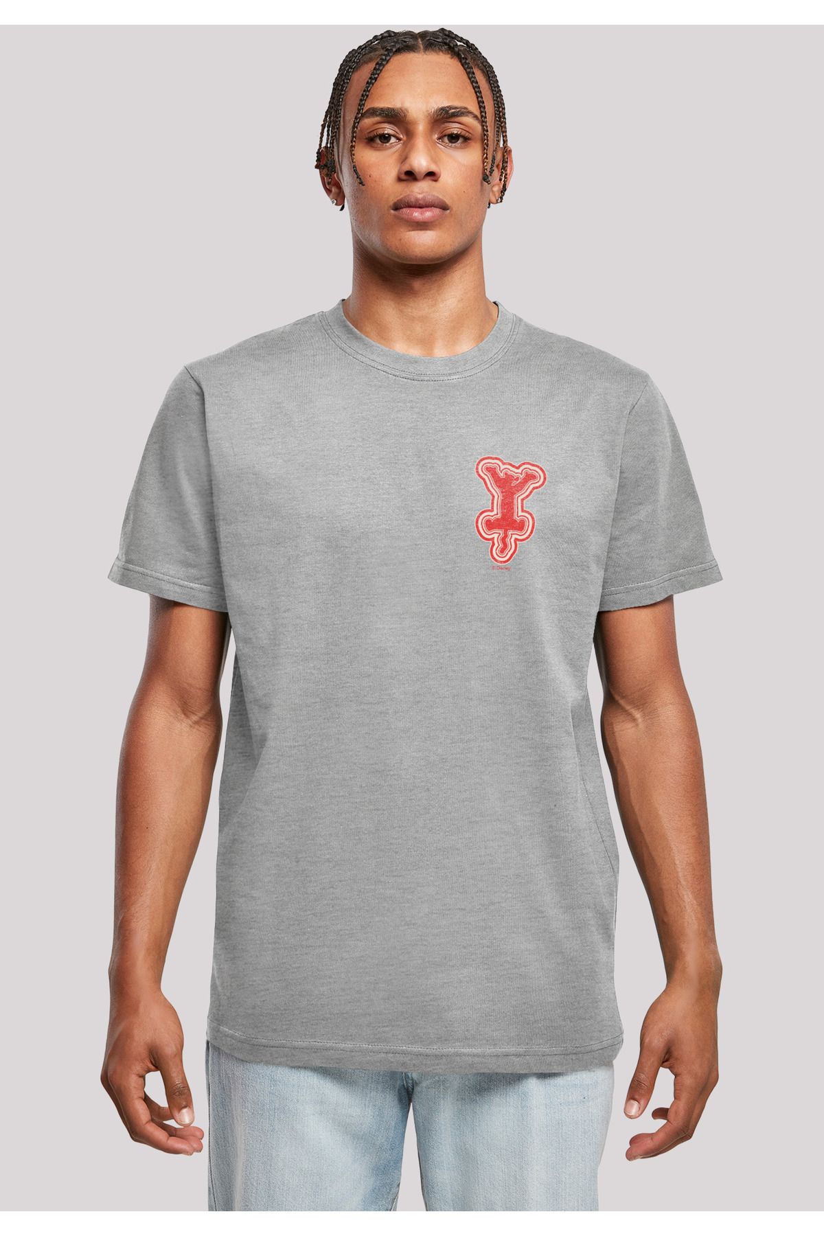 Grau - Regular - T-Shirt F4NT4STIC Trendyol - Fit