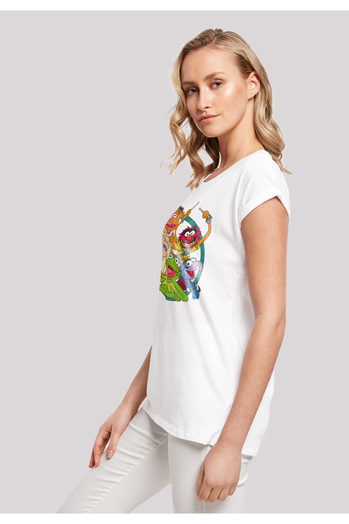mit The F4NT4STIC Schulterpartie - Damen-T-Shirt Trendyol Disney mit Muppets Group Circle Damen verlängerter