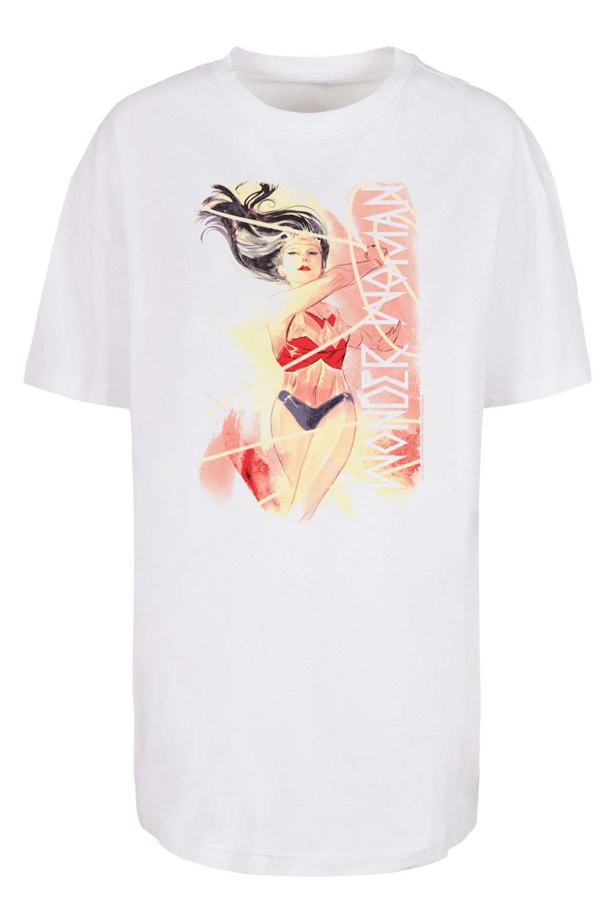 Damen Damen übergroßem Comics - Aquarell-Lasso mit Boyfriend-T-Shirt DC Wonder F4NT4STIC Trendyol für Woman