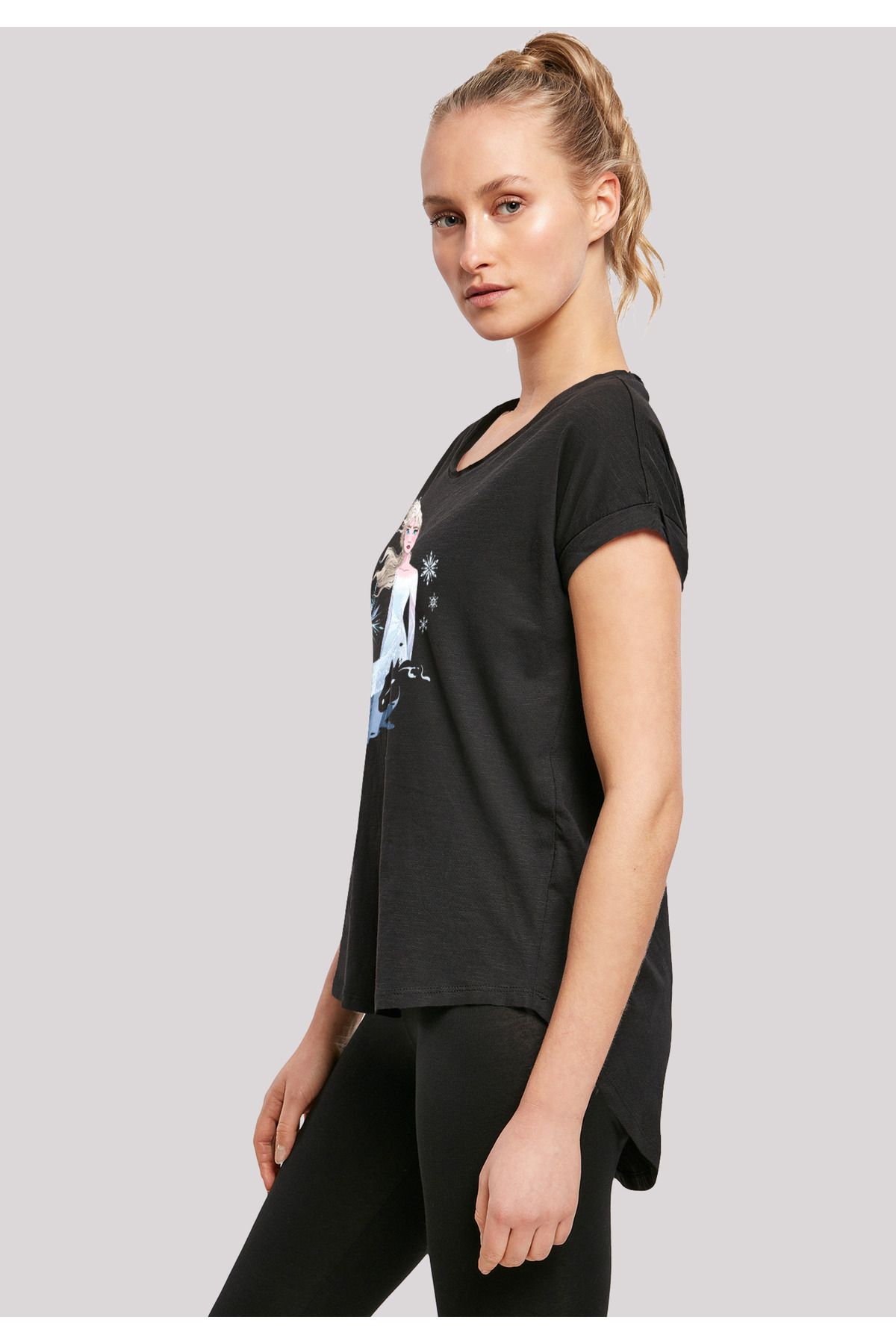 F4NT4STIC-Damen Disney Frozen 2 Elsa Nokk Silhouette mit Ladies Long Slub Tee 7