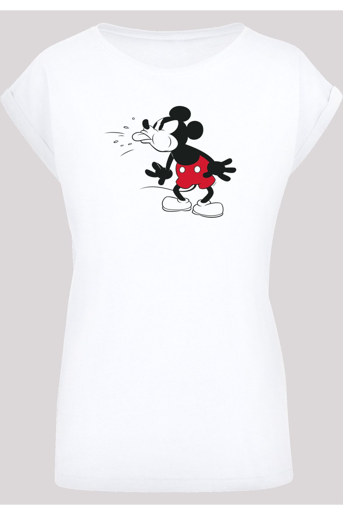 F4NT4STIC Damen Disney Mickey-Mouse-Tongue mit Ladies Extended Shoulder T- Shirt - Trendyol