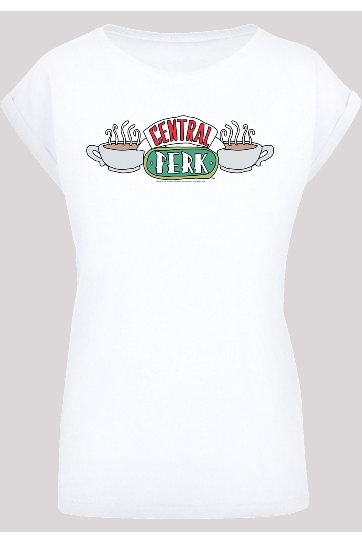 F4NT4STIC Damen Friends Central Shoulder Sketch mit Extended Perk Trendyol Ladies - -WHT T-Shirt