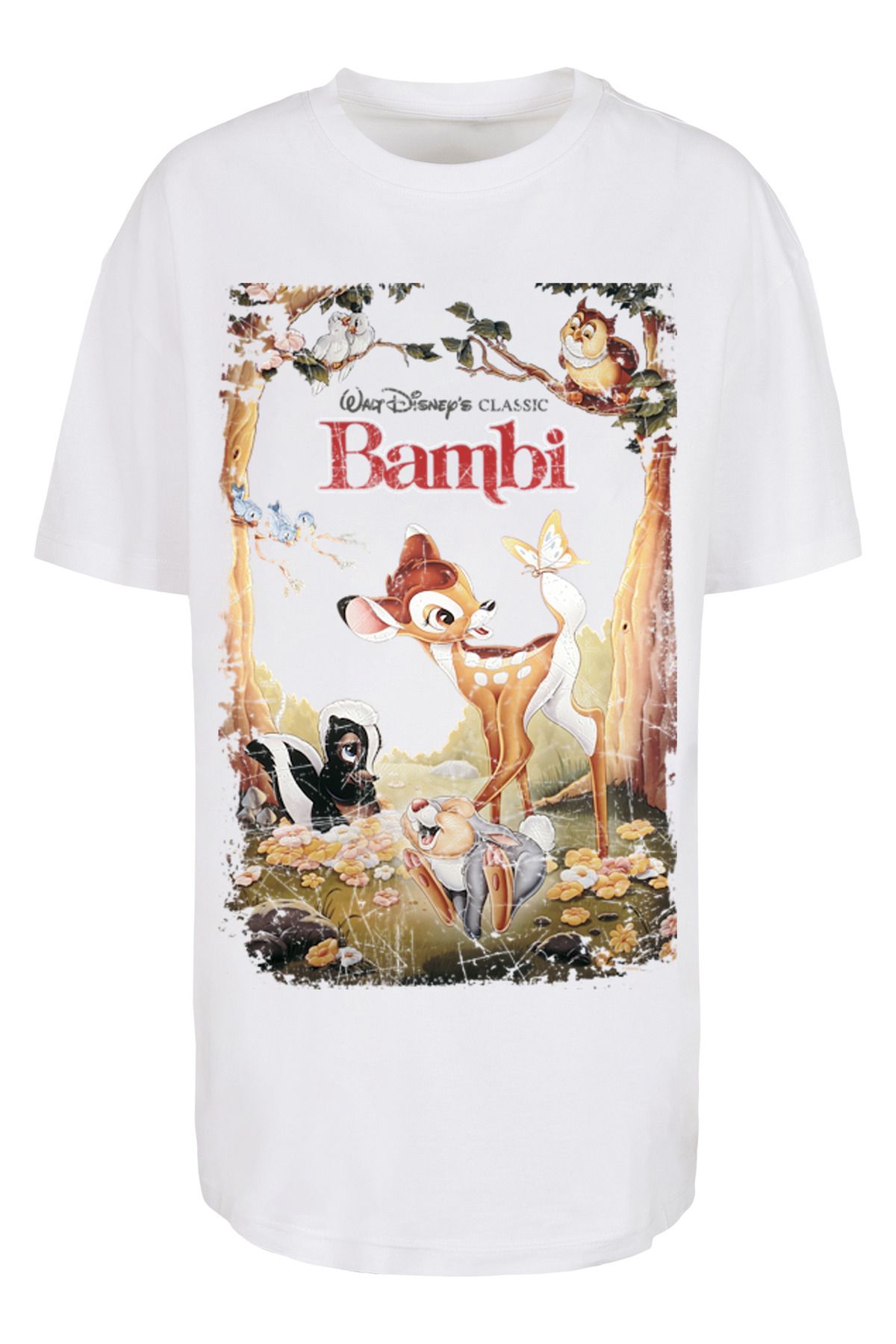 übergroßem Retro-Poster - für Damen Boyfriend-T-Shirt „Damen Trendyol Bambi“ F4NT4STIC mit