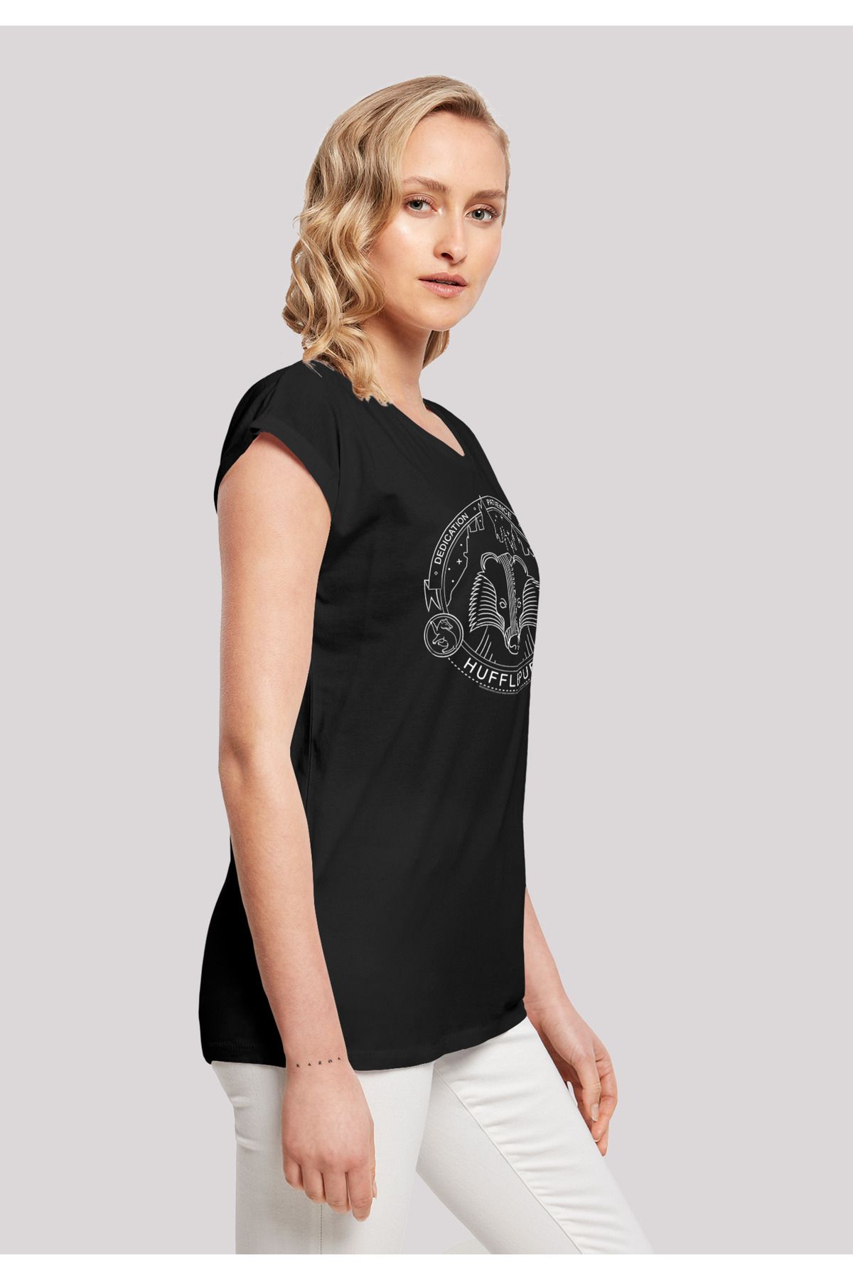 F4NT4STIC Damen Harry Potter Hufflepuff Seal mit Damen-T-Shirt mit  verlängerter Schulter - Trendyol