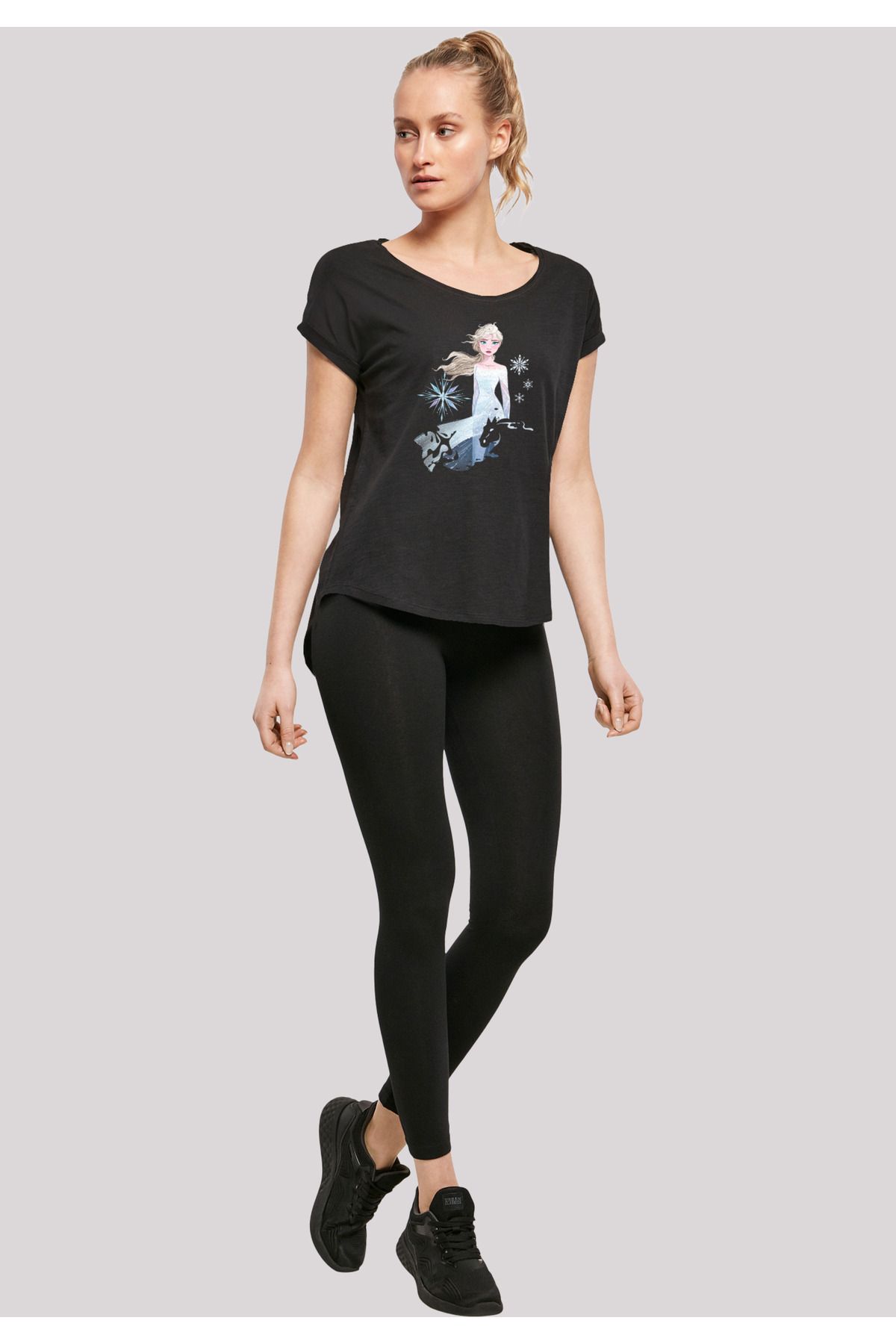 F4NT4STIC-Damen Disney Frozen 2 Elsa Nokk Silhouette mit Ladies Long Slub Tee 4