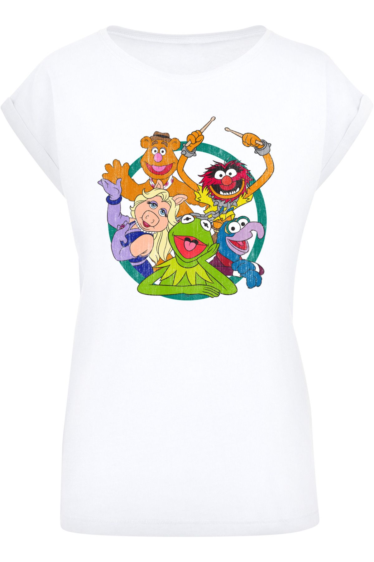 Disney Group The Muppets mit F4NT4STIC Damen-T-Shirt Schulterpartie verlängerter - Circle Damen mit Trendyol