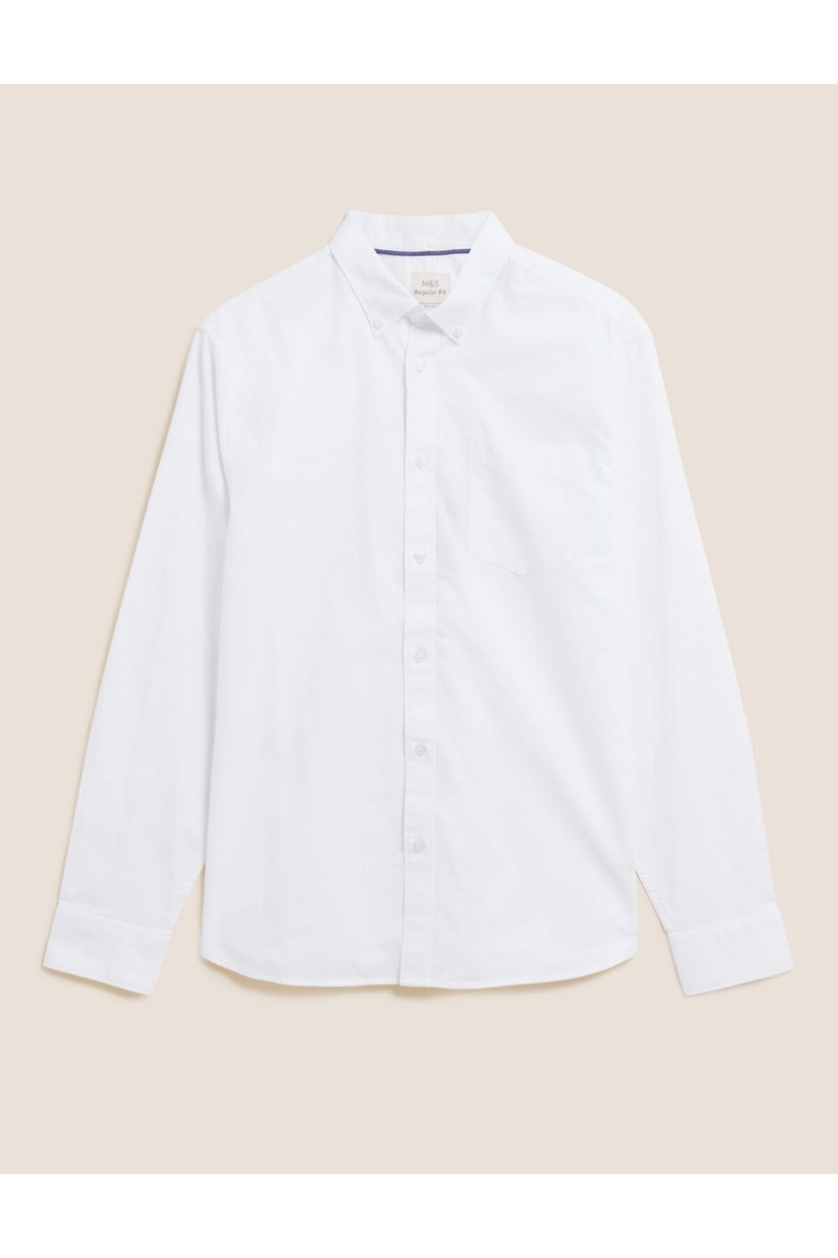 پیراهن آکسفورد آستین بلند نخی خالص Marks & Spencer