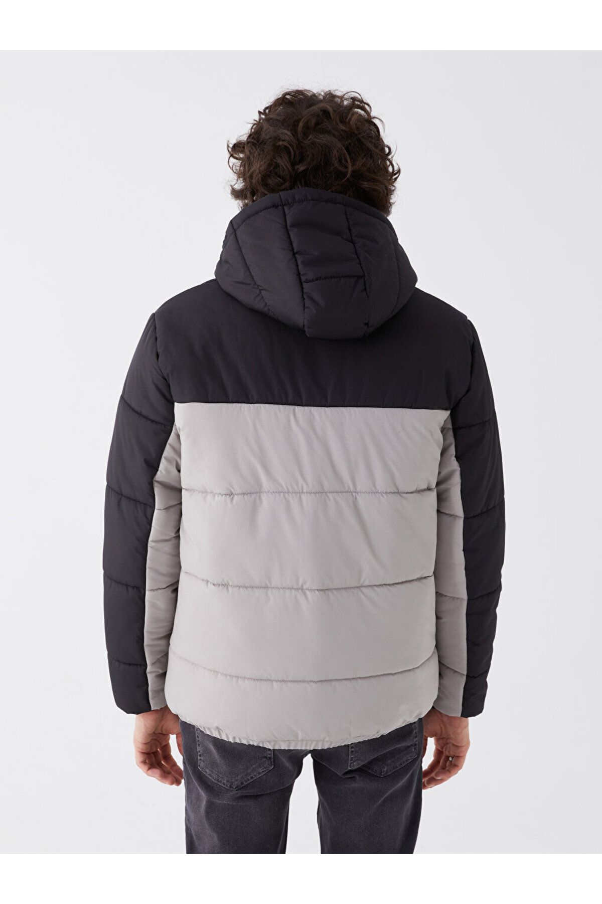 Hollister hooded puffer jacket icon logo in white