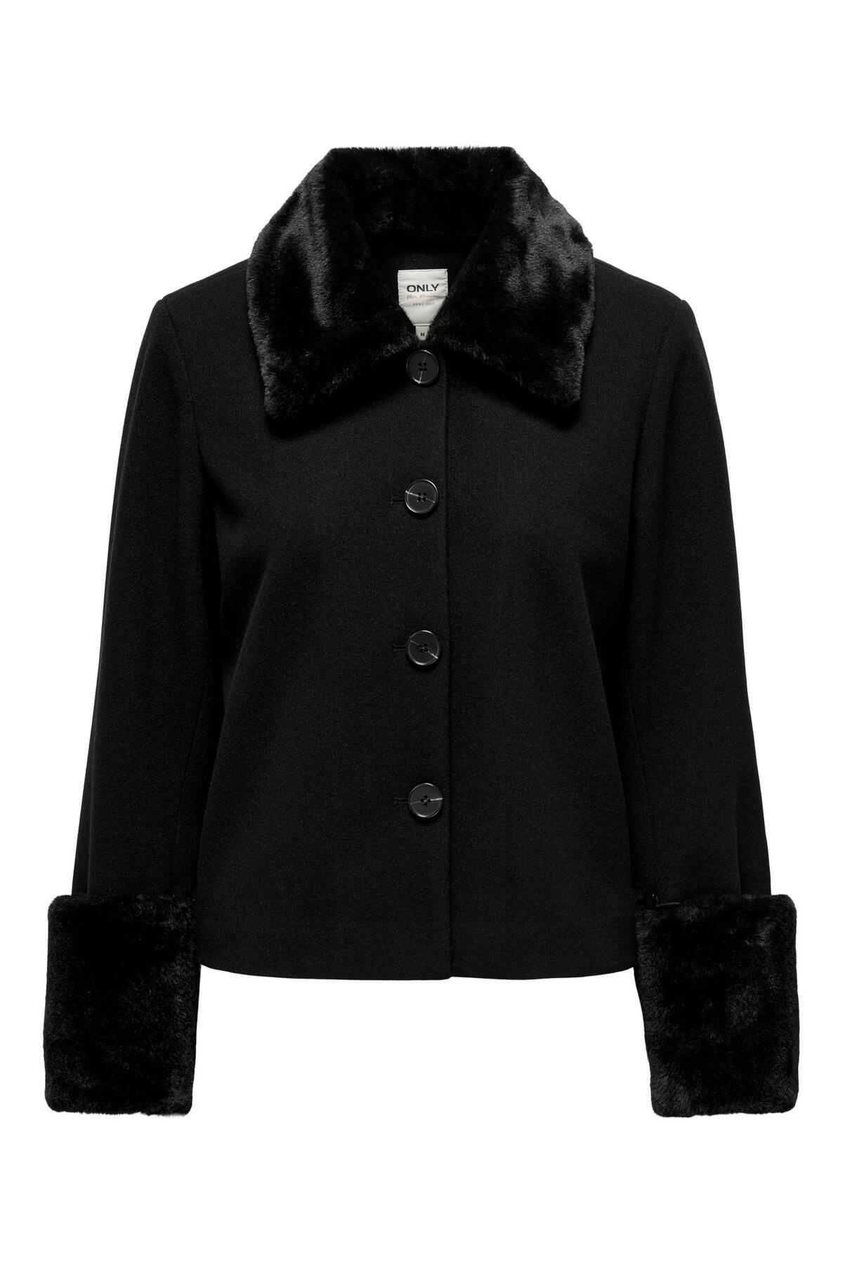 Only ONLLINARA FAUX FUR COLLAR JACKET Yakası ve Kolları Kürklü