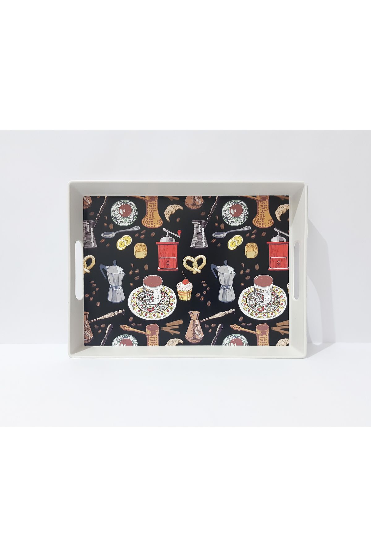 renkli çiçekler-Tea Tray Plastic Patterned Tea Tray 2