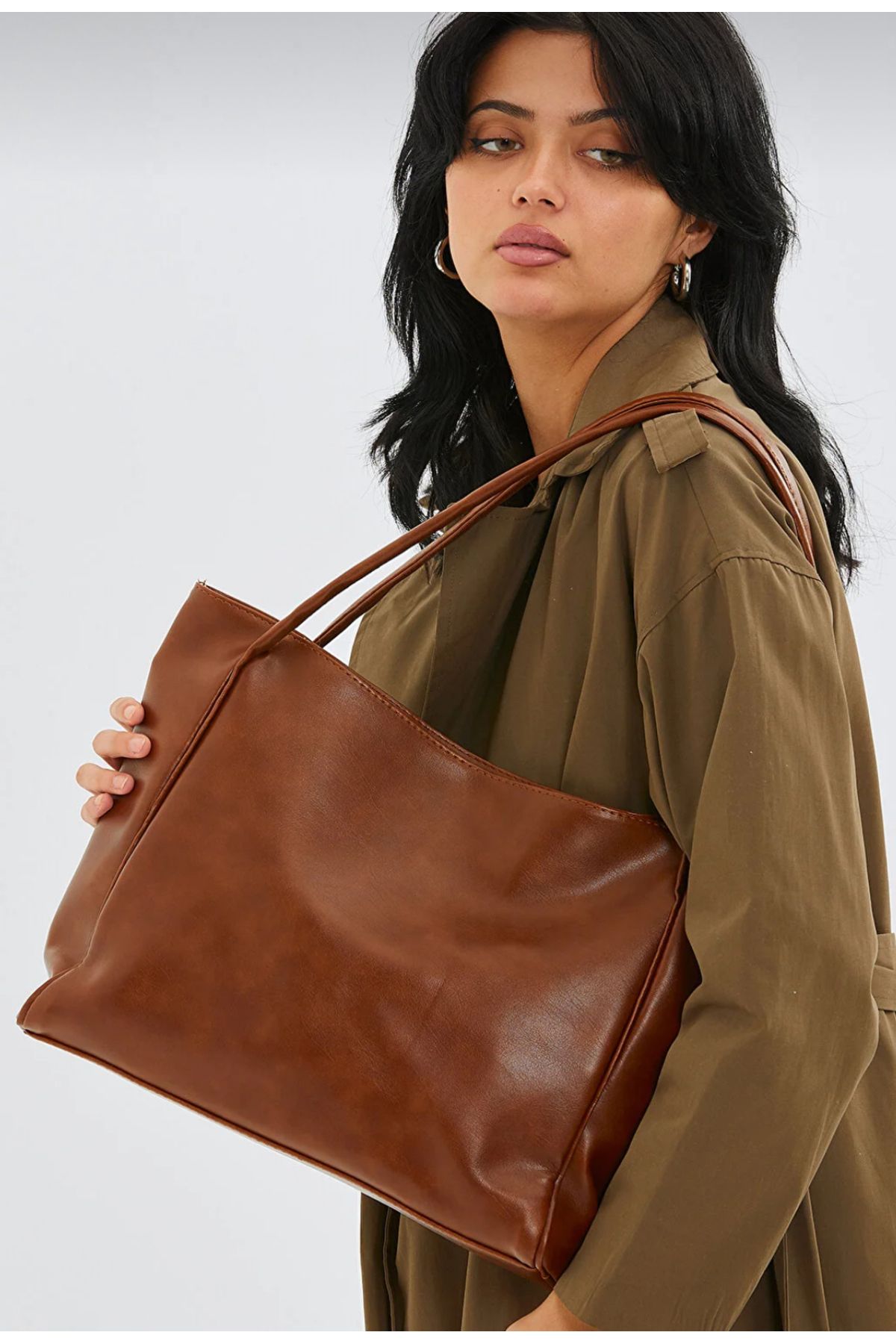 byderiba Shoulder Bag Brown Plain Trendyol