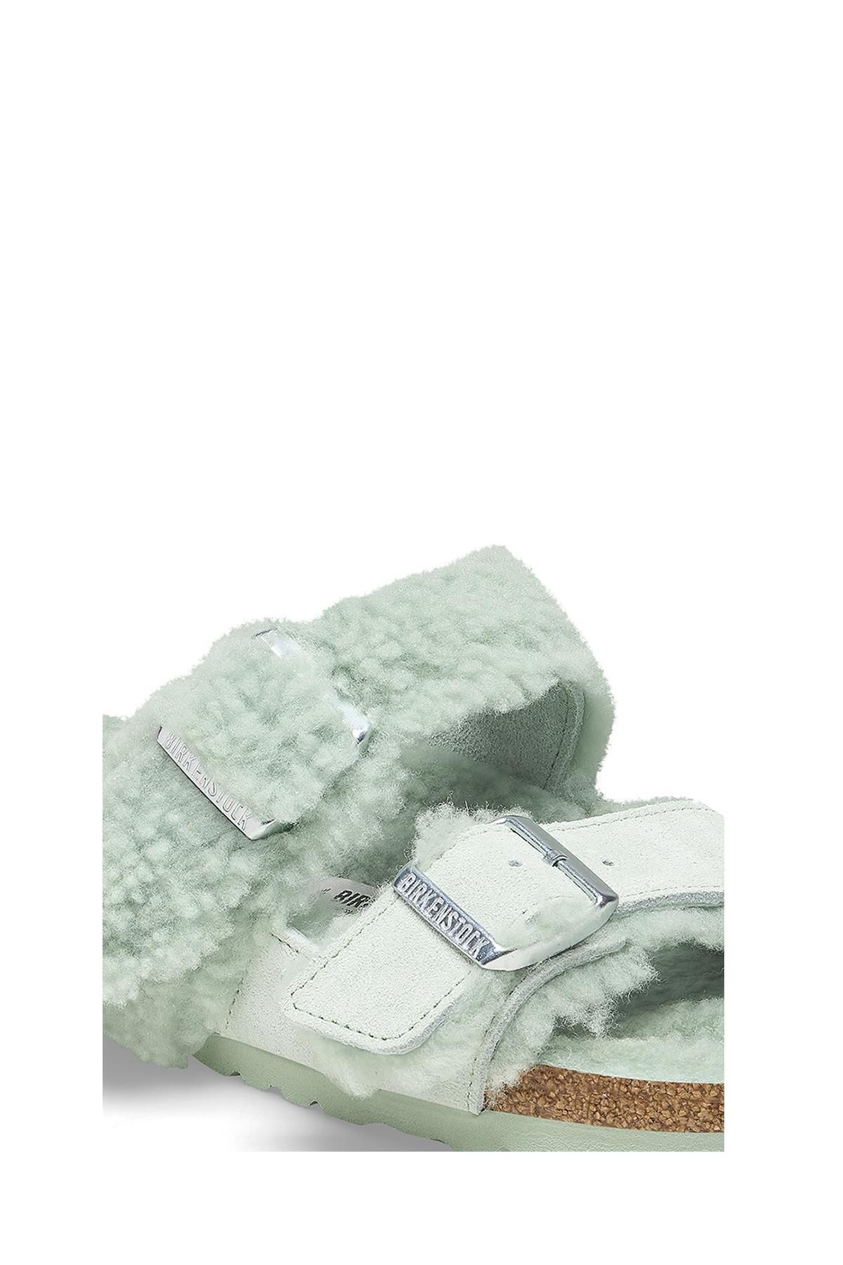 دمپایی سبز زنانه آریزونا تقسیم VL Teddy Laf Sandals 1025539 Birkenstock