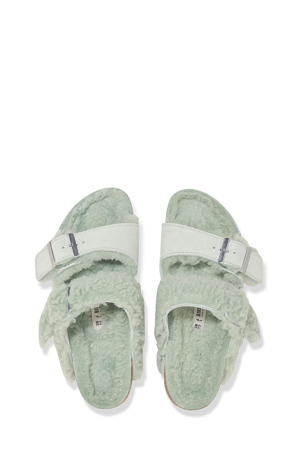 دمپایی سبز زنانه آریزونا تقسیم VL Teddy Laf Sandals 1025539 Birkenstock