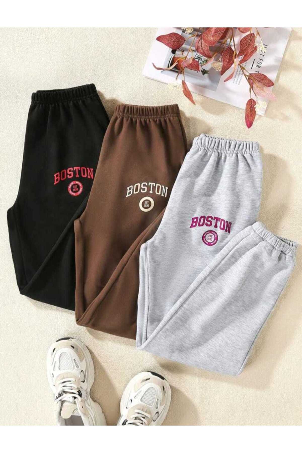 2-Piece Jogger Sweatpants - Brown And Gray Rubber Leg High Waist Winter