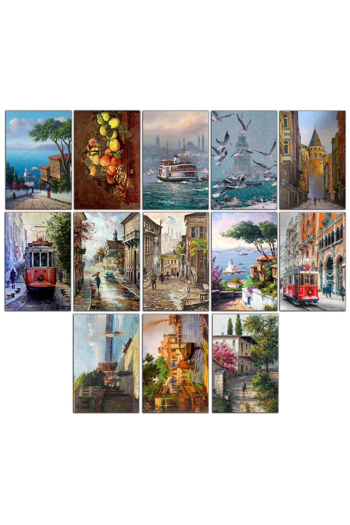TELLGRAF Türk Ressamları Tabloları Temalı Kartpostal Seti (10x15 cm 13 Adet)