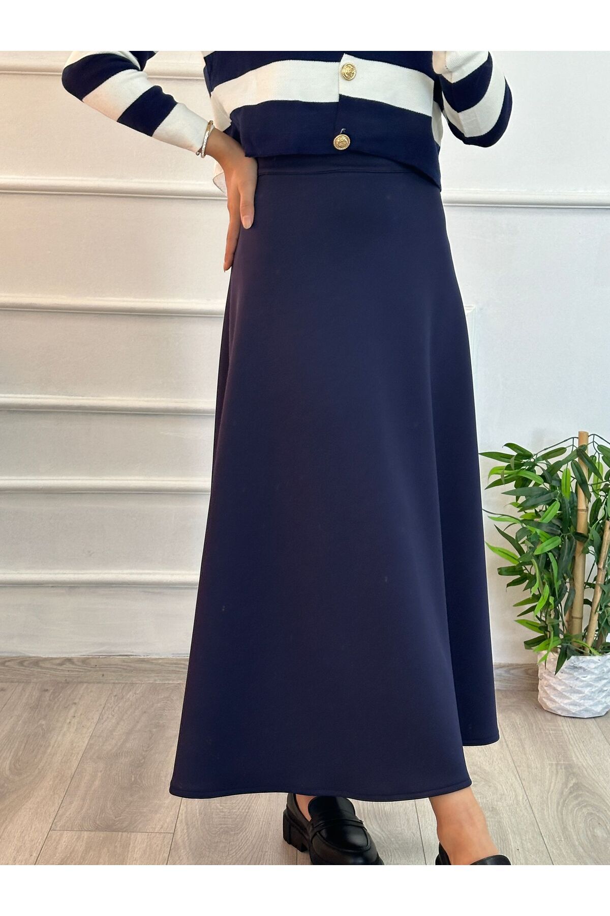 Arden Scarf Scuba Skirt DARK BLUE Trendyol