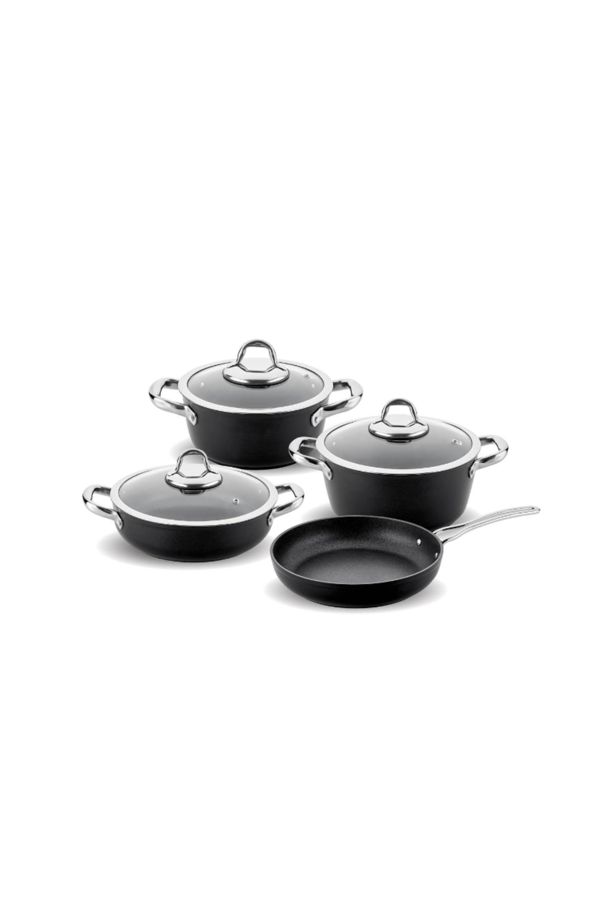 Karam 7 Piece Titanium Granite Cookware Set | Induction Based | 4 mm Thick Body | Non-stick